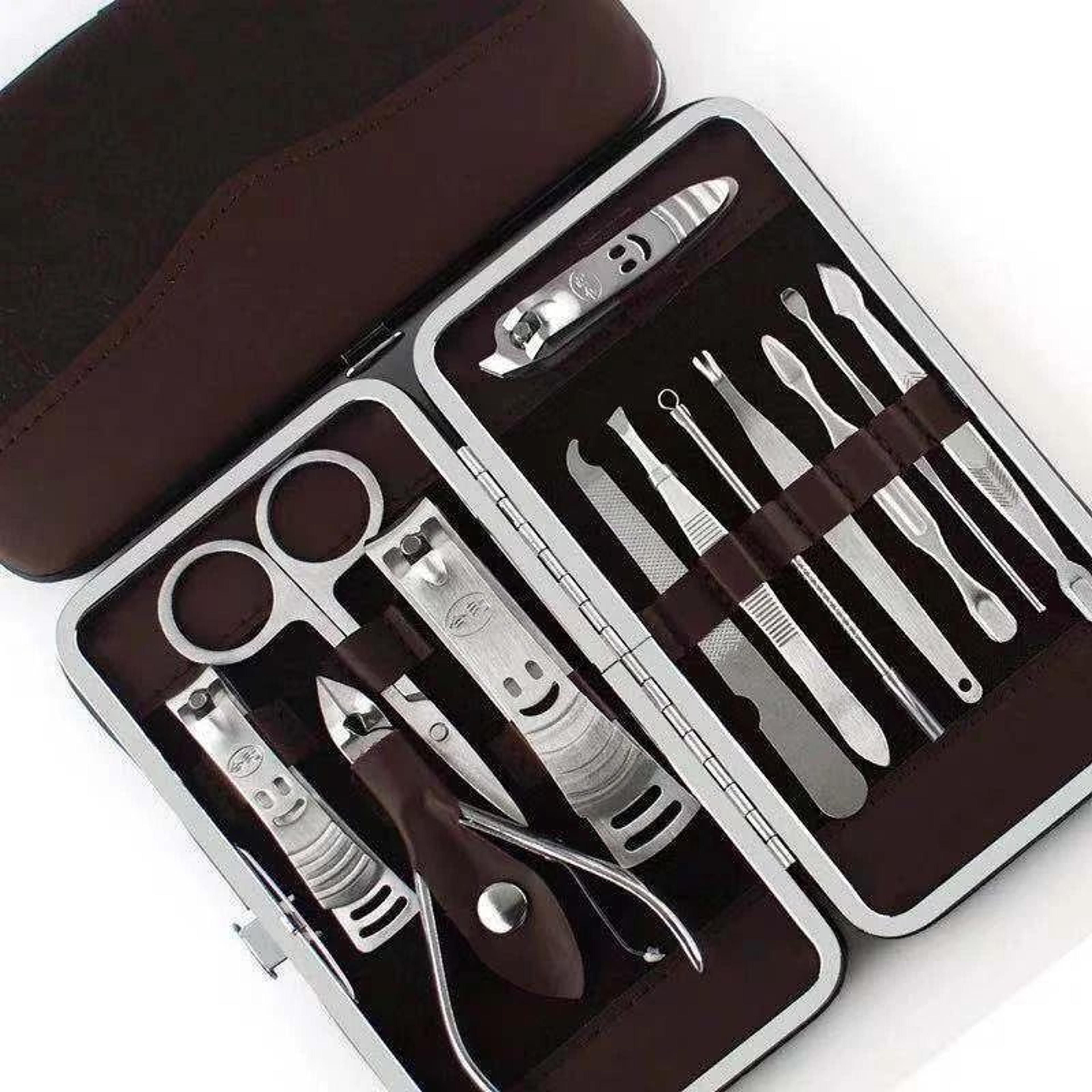 nail clippers cleaner, pedicure manicure set, cuticle grooming kit, complete tool case for nails