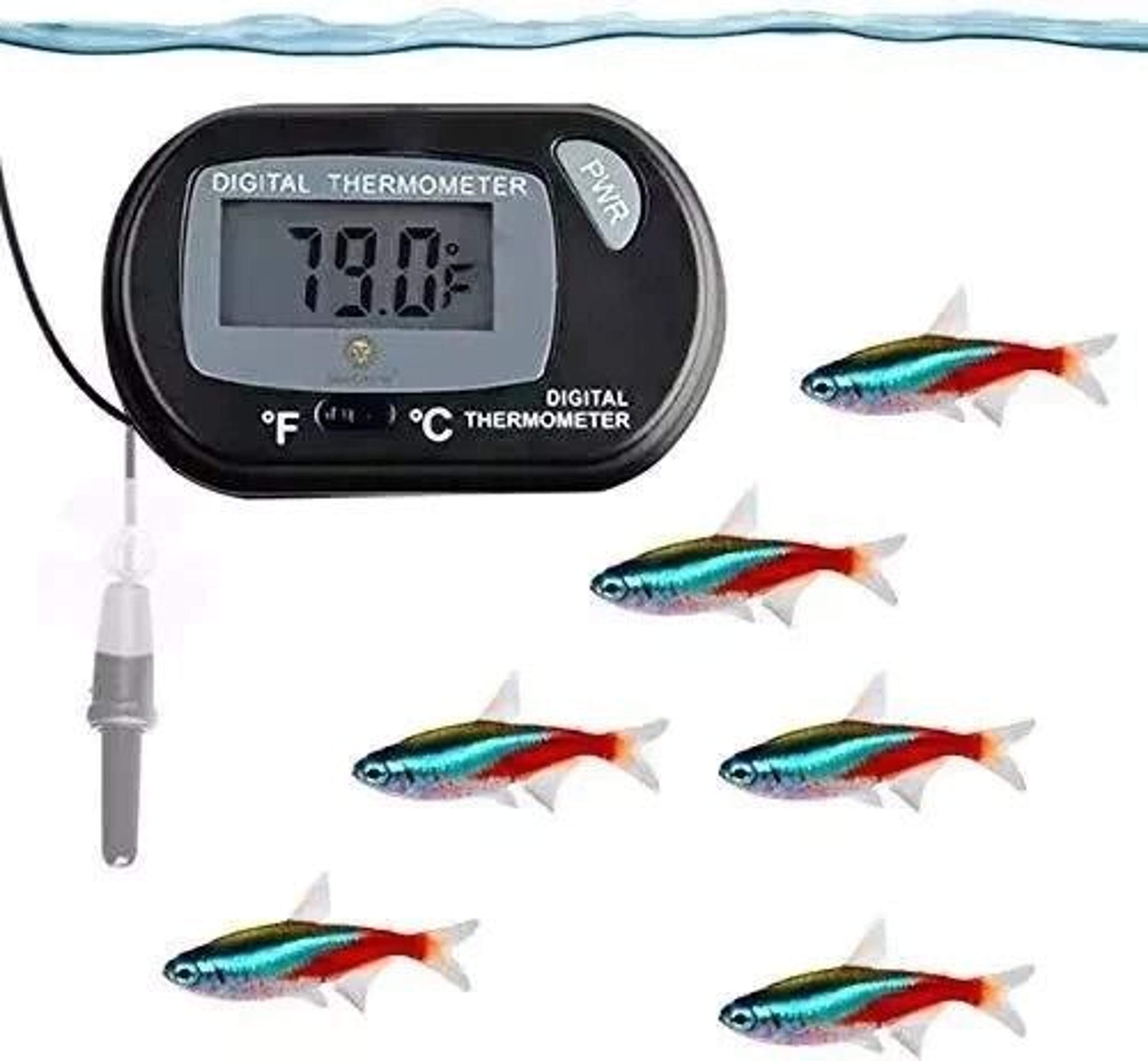 digital aquarium thermometer, fish tank temperature sensor, salt water terrarium thermometer for perfect tank conditions