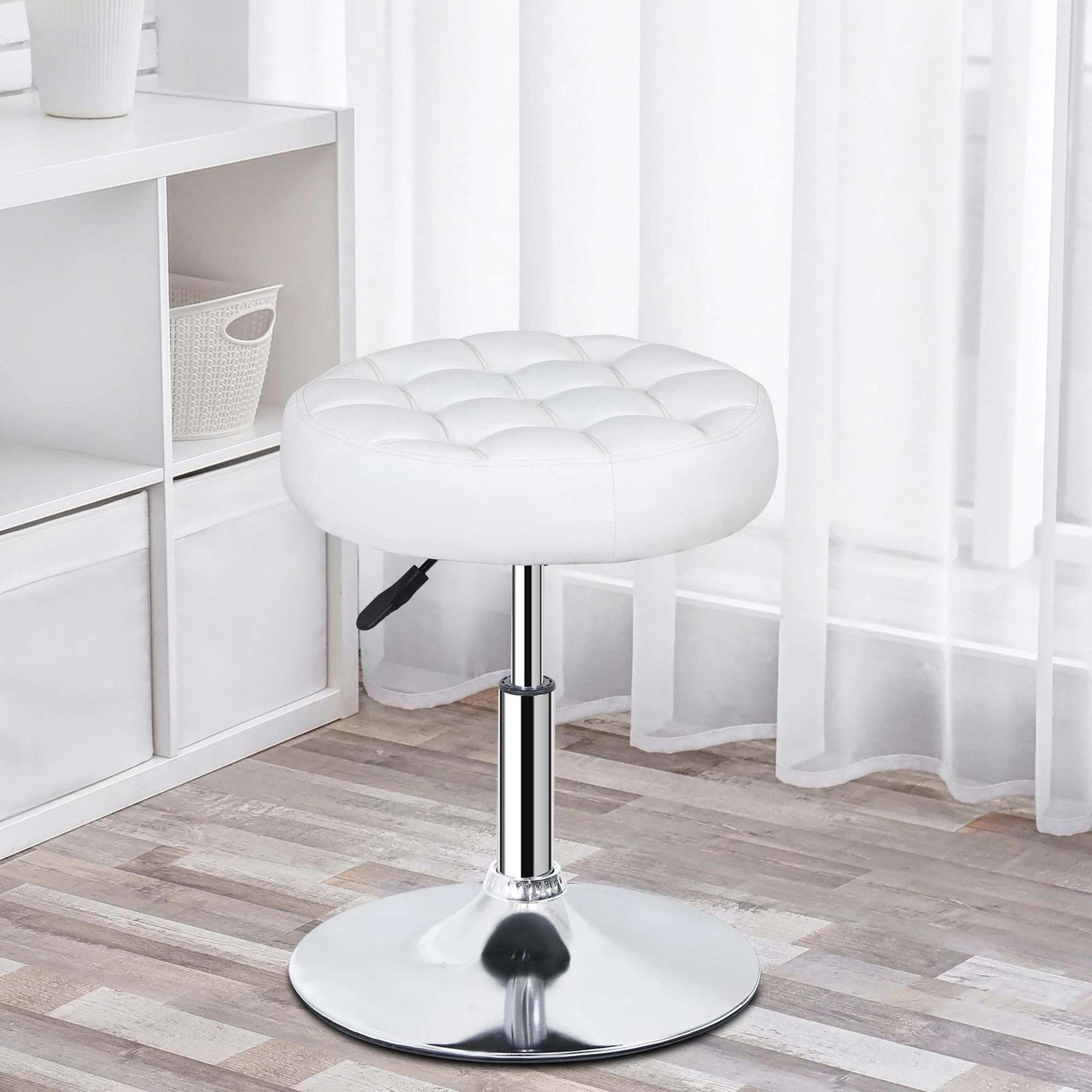 pu leather swivel makeup stool, adjustable round ottoman vanity stool chair