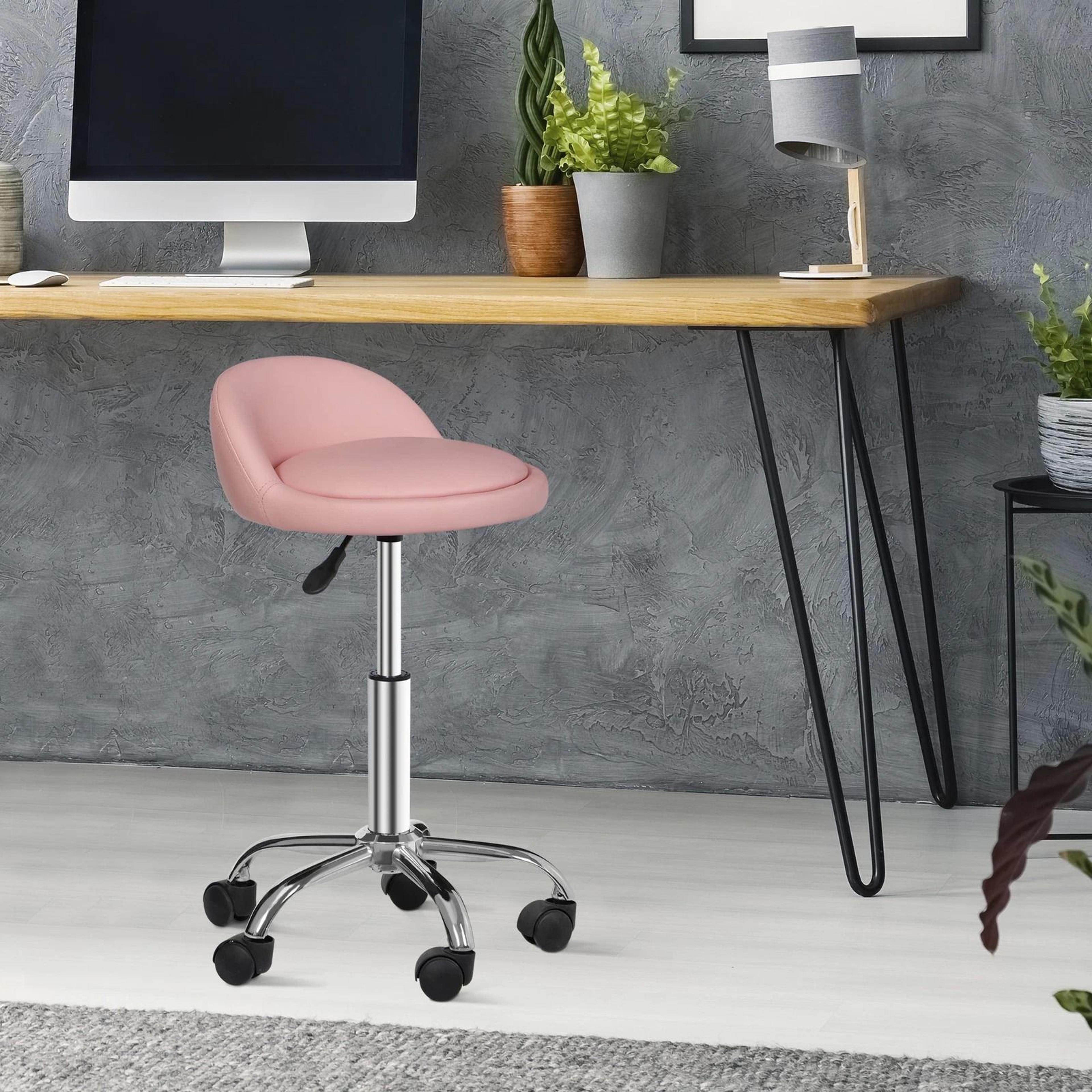 hydraulic saddle rolling chair, adjustable salon stool, tattoo facial massage pink