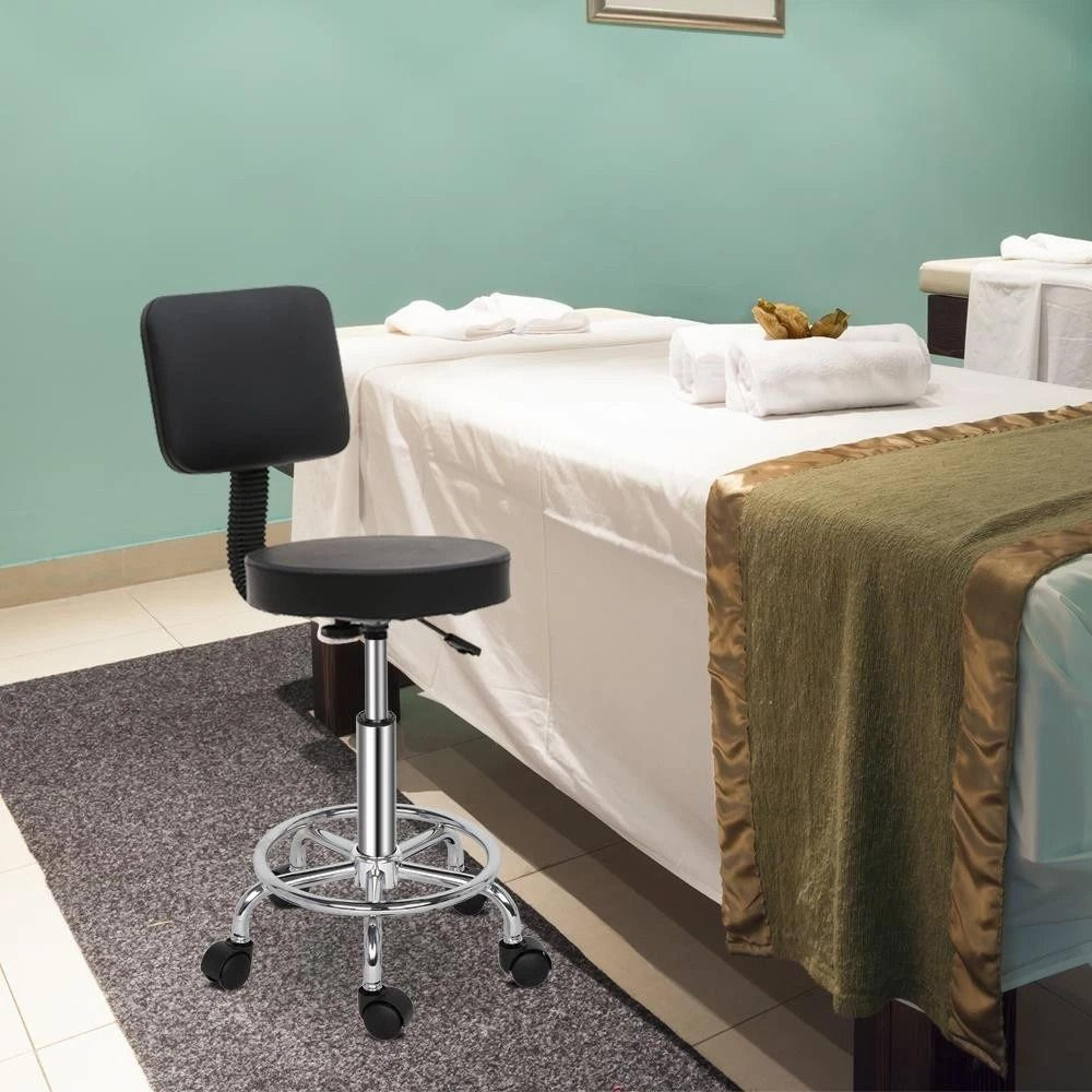 adjustable salon stool chair, heavy-duty hydraulic rolling for beauty, massage & spa, smooth rolling