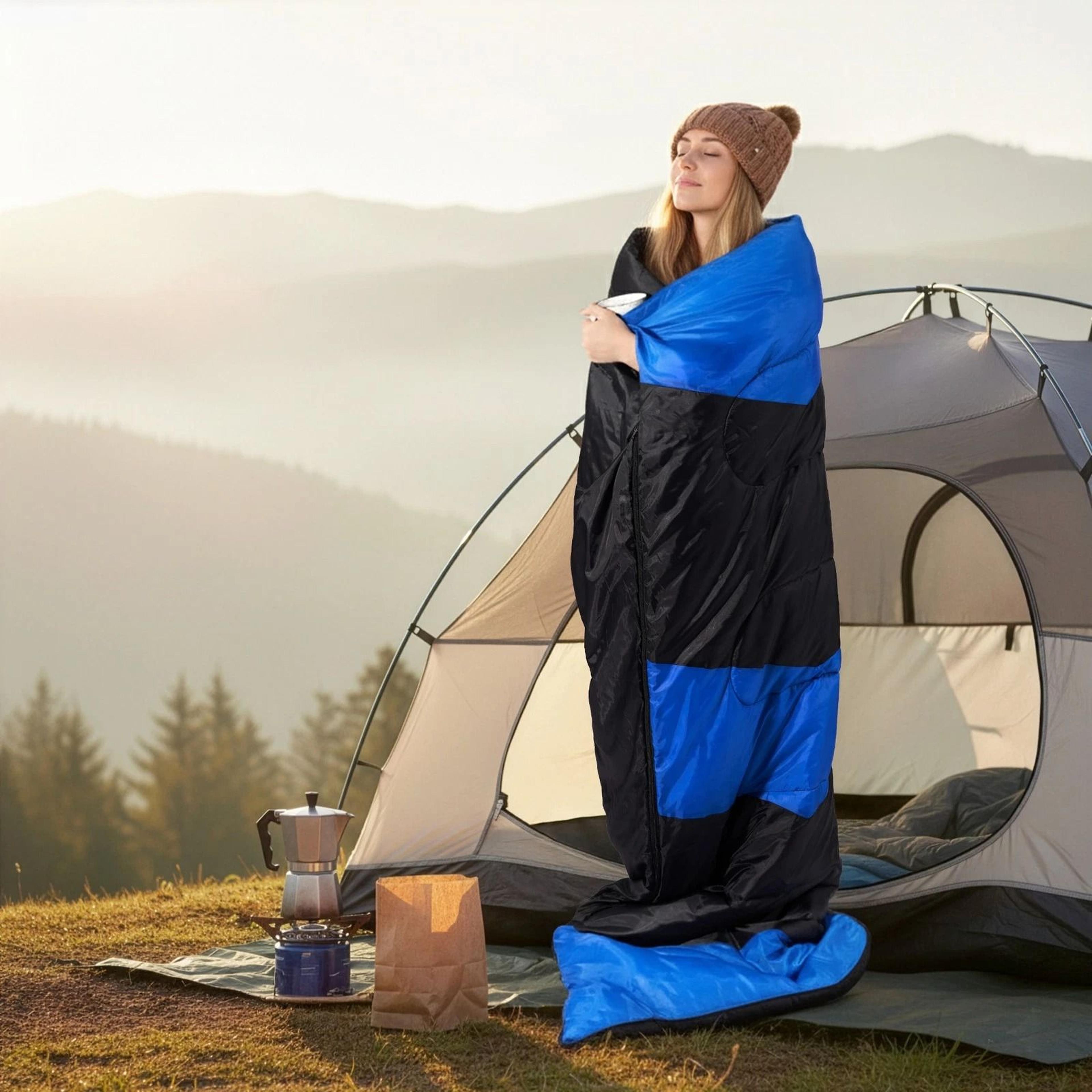 weather sleeping bag for backpacking, hiking camping, compact envelope