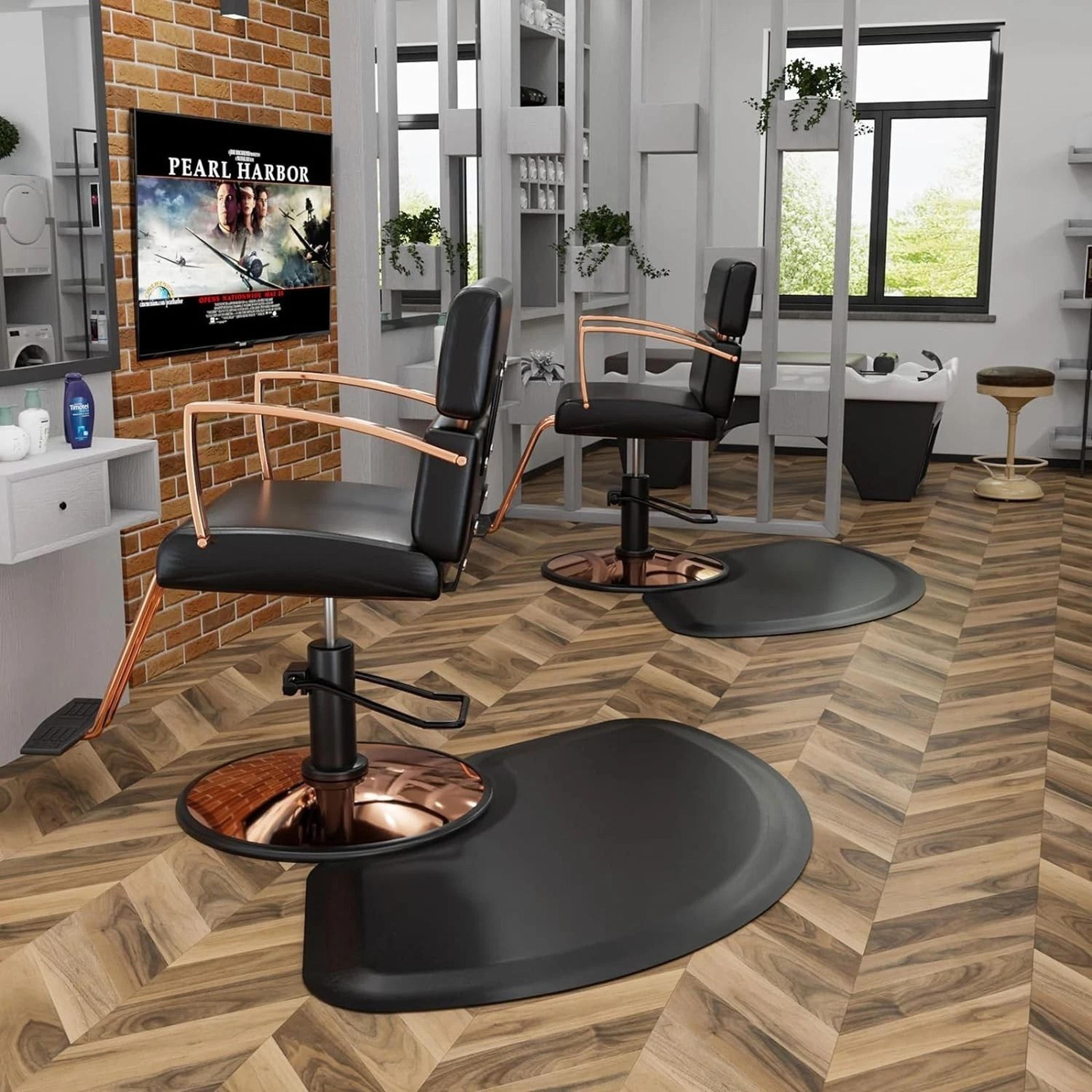 salon anti-fatigue floor chair mat for hair stylist, barber shop, professional comfort