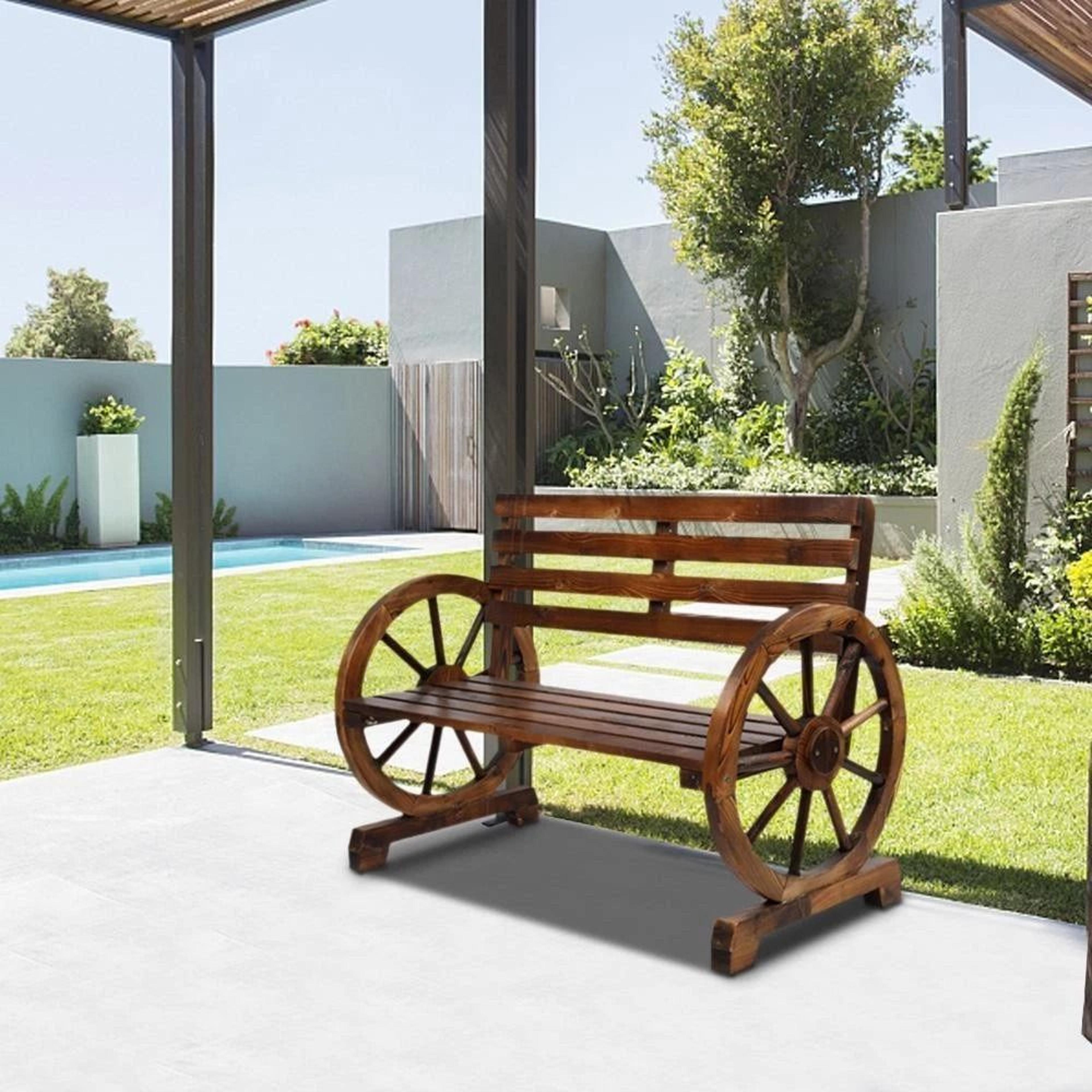 rustic loveseat outdoor, wooden garden bench, wagon patio furniture for stylish outdoor spaces