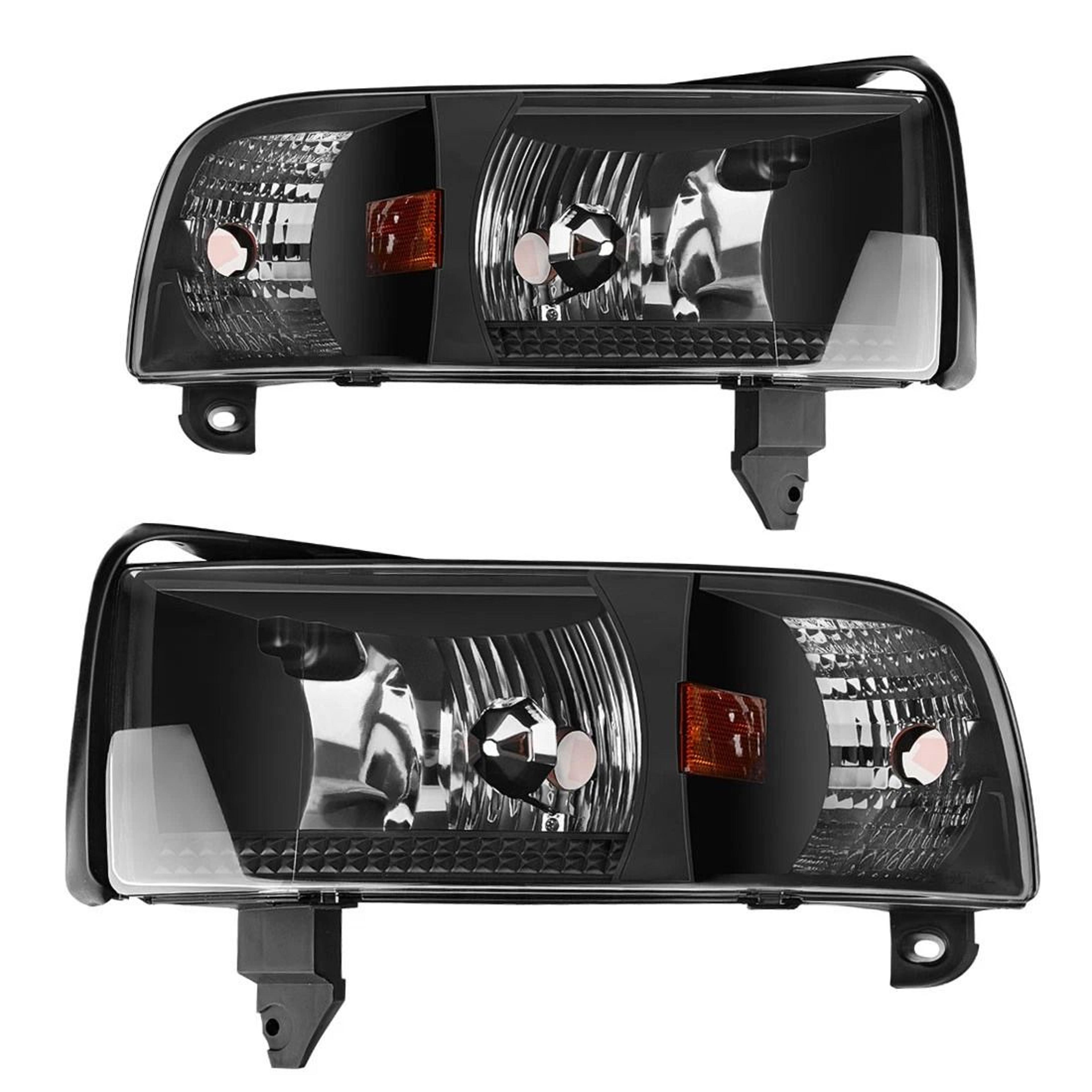 dodge ram headlights assembly, black housing headlamps