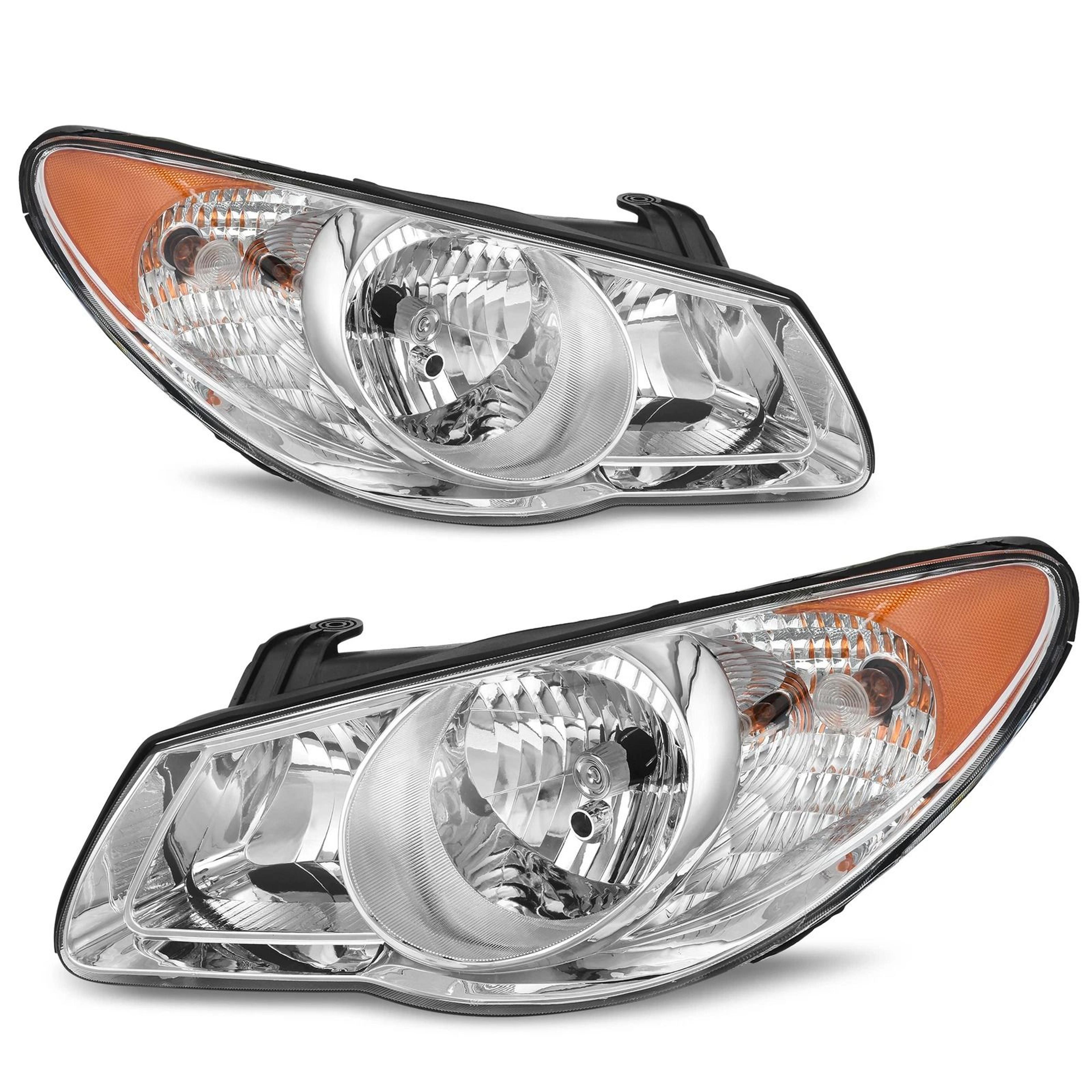 hyundai elantra headlights assembly, chrome housing & amber reflector model, upgrade your ride