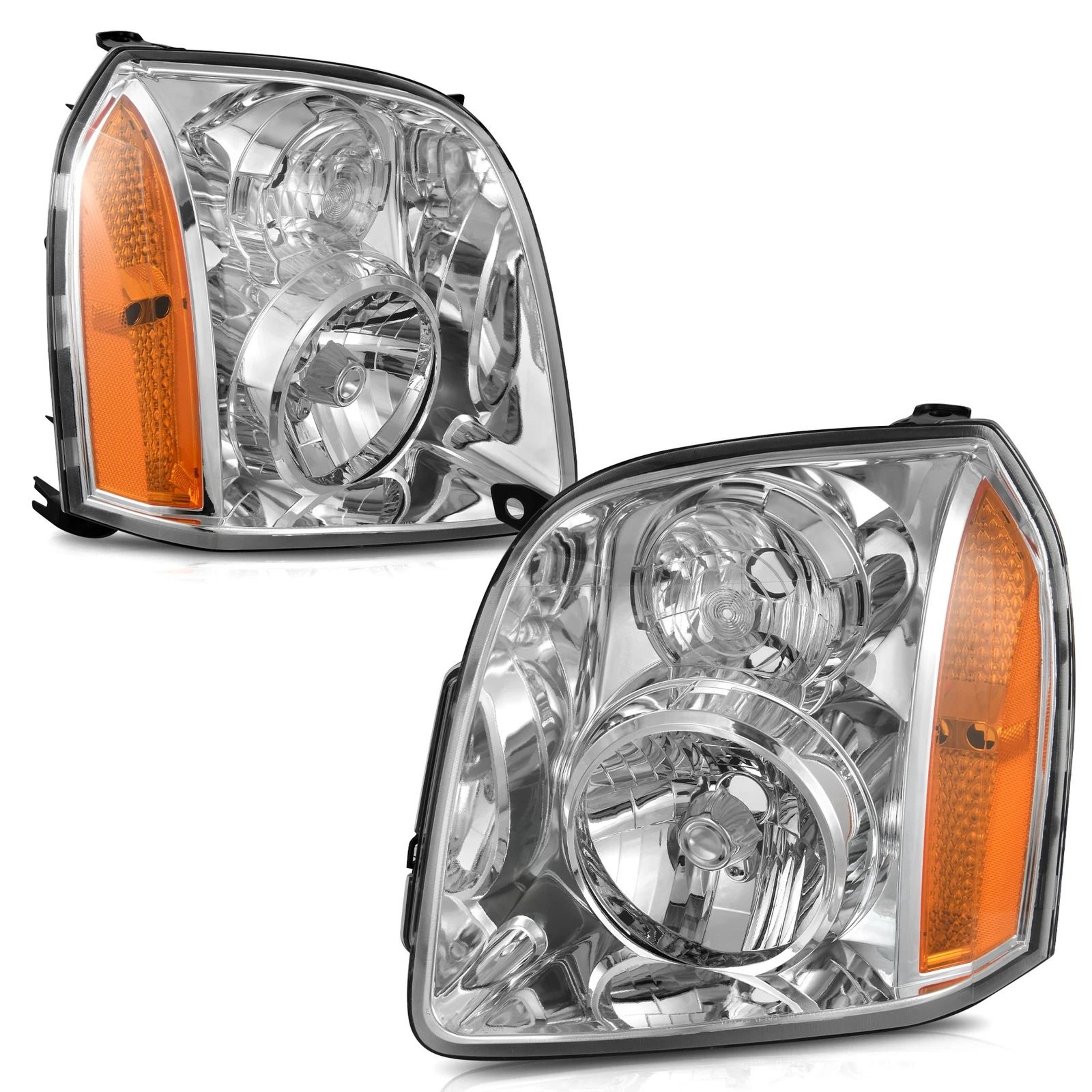 chrome headlamps pair, headlights assembly for improved illumination, sleek design for any vehicle