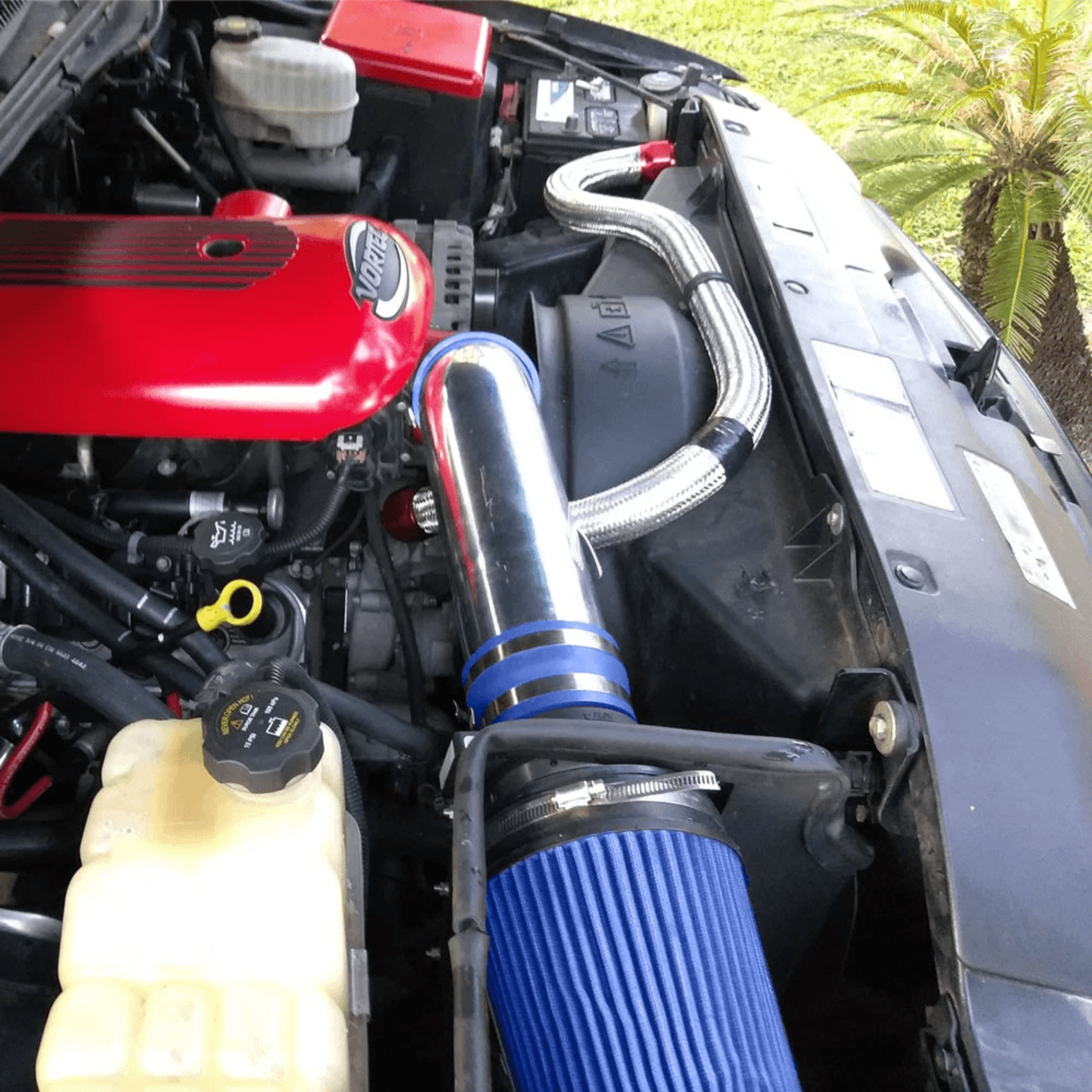 cold air intake kit+heat shield blue, performance air filter system
