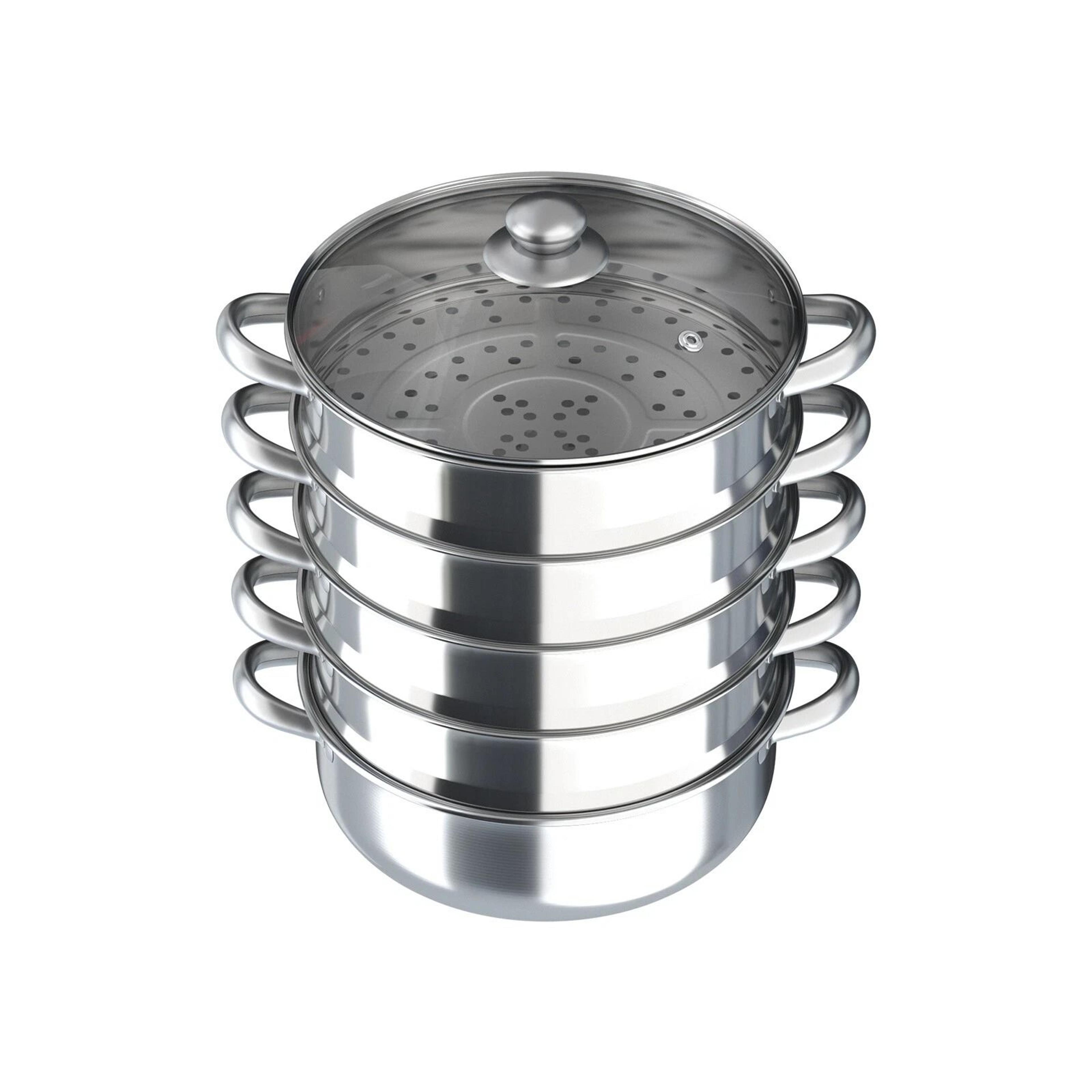versatile 5-tier stainless steel steamer for home & commercial cooking