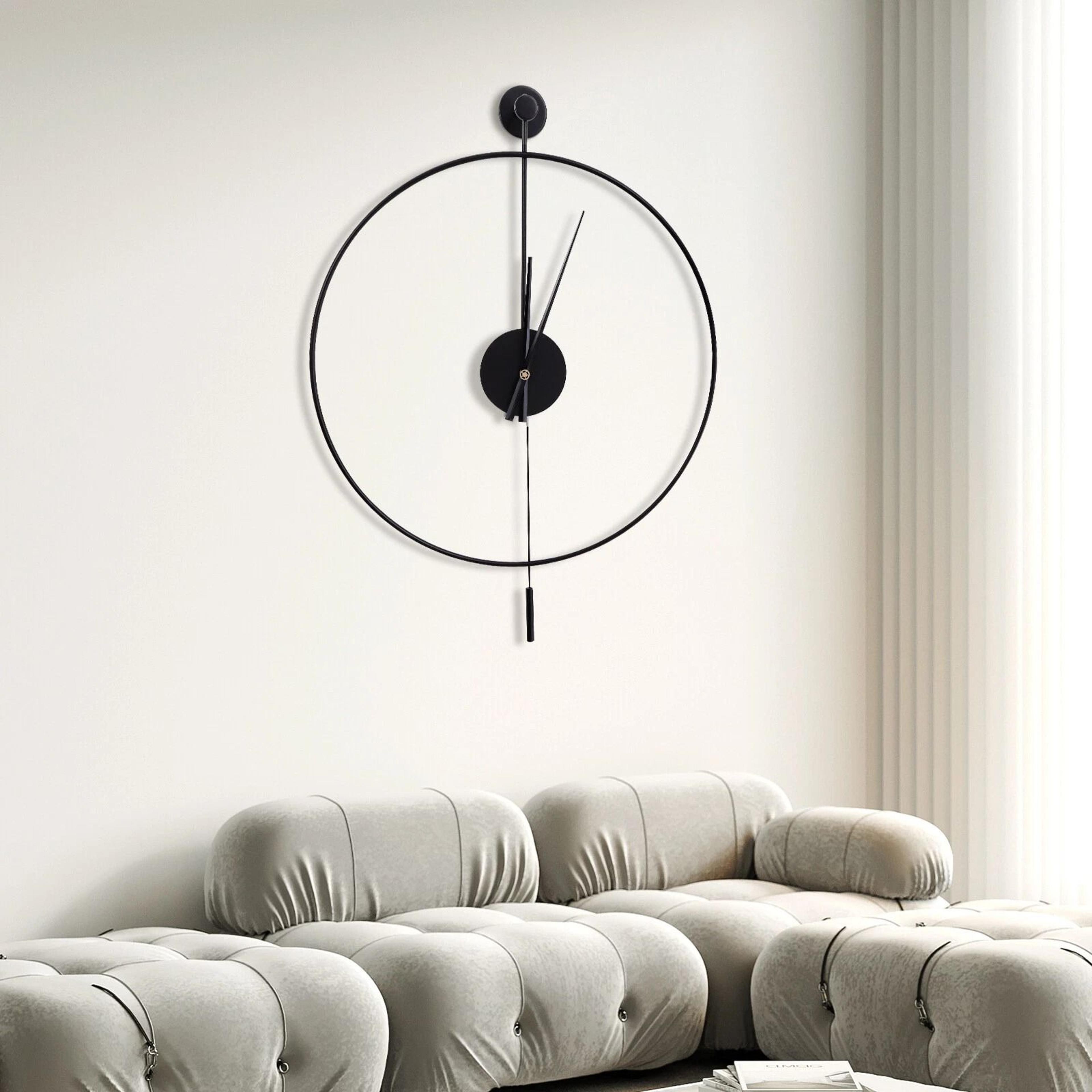 home clock silent, minimalist wall clock round, modern art decor