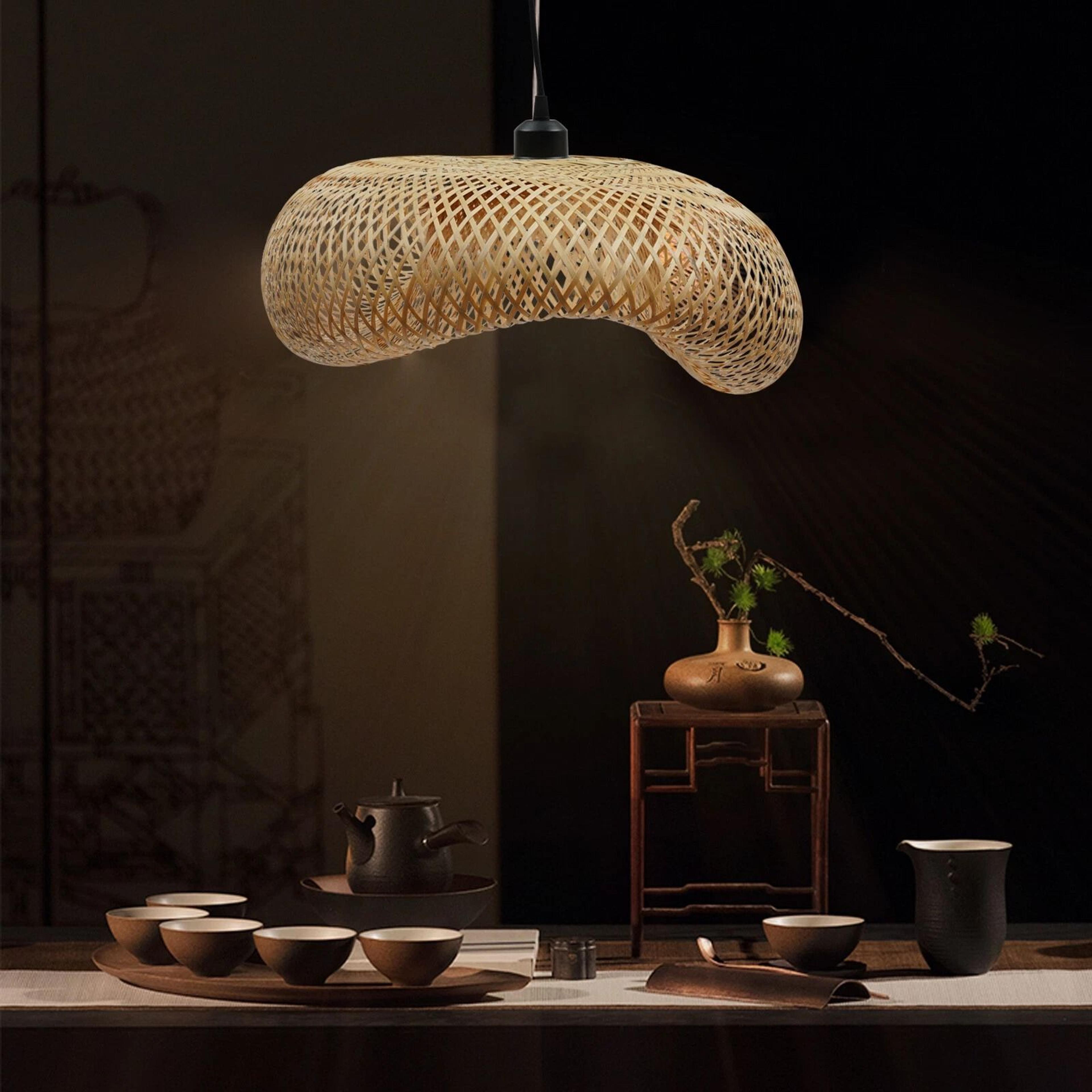 new creative bamboo rattan pendant light, hollow woven ceiling light