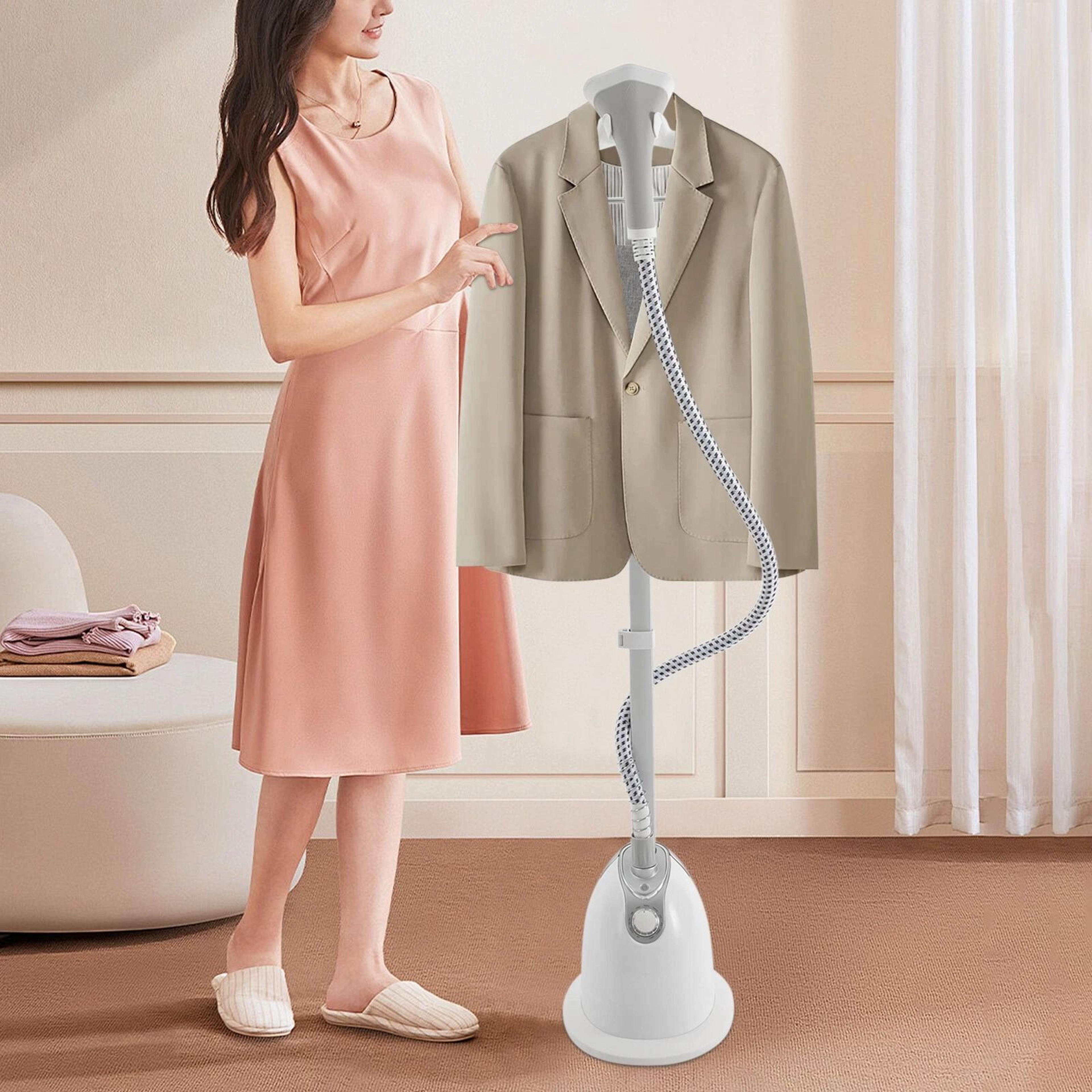 garment steamer w/ironing board & garment hanger, white professional design for fast wrinkle removal