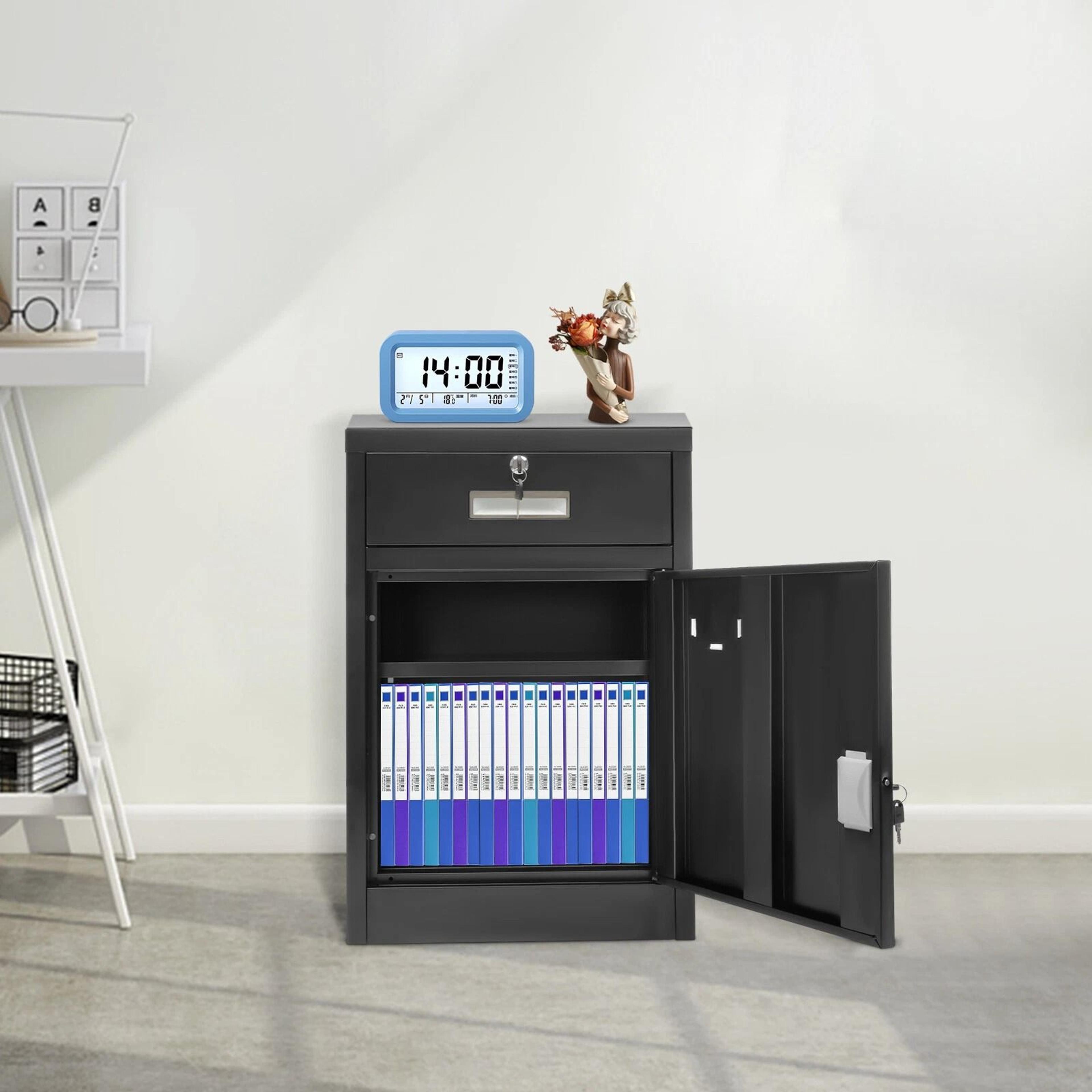 metal 1 drawer filing cabinet with lock, vertical file storage cabinet for office