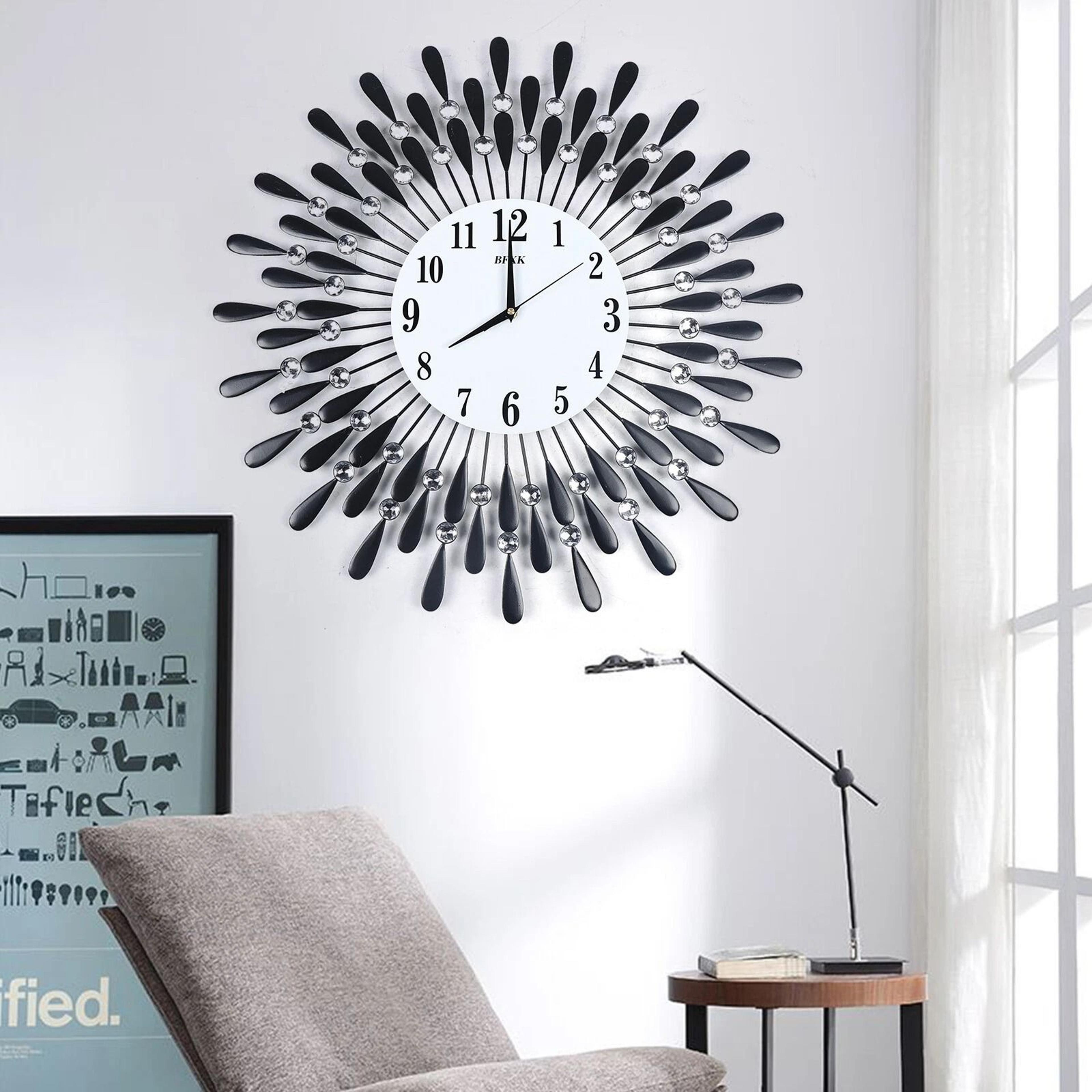 3d metal luxury wall clock, feather wall watch, home decor for living room