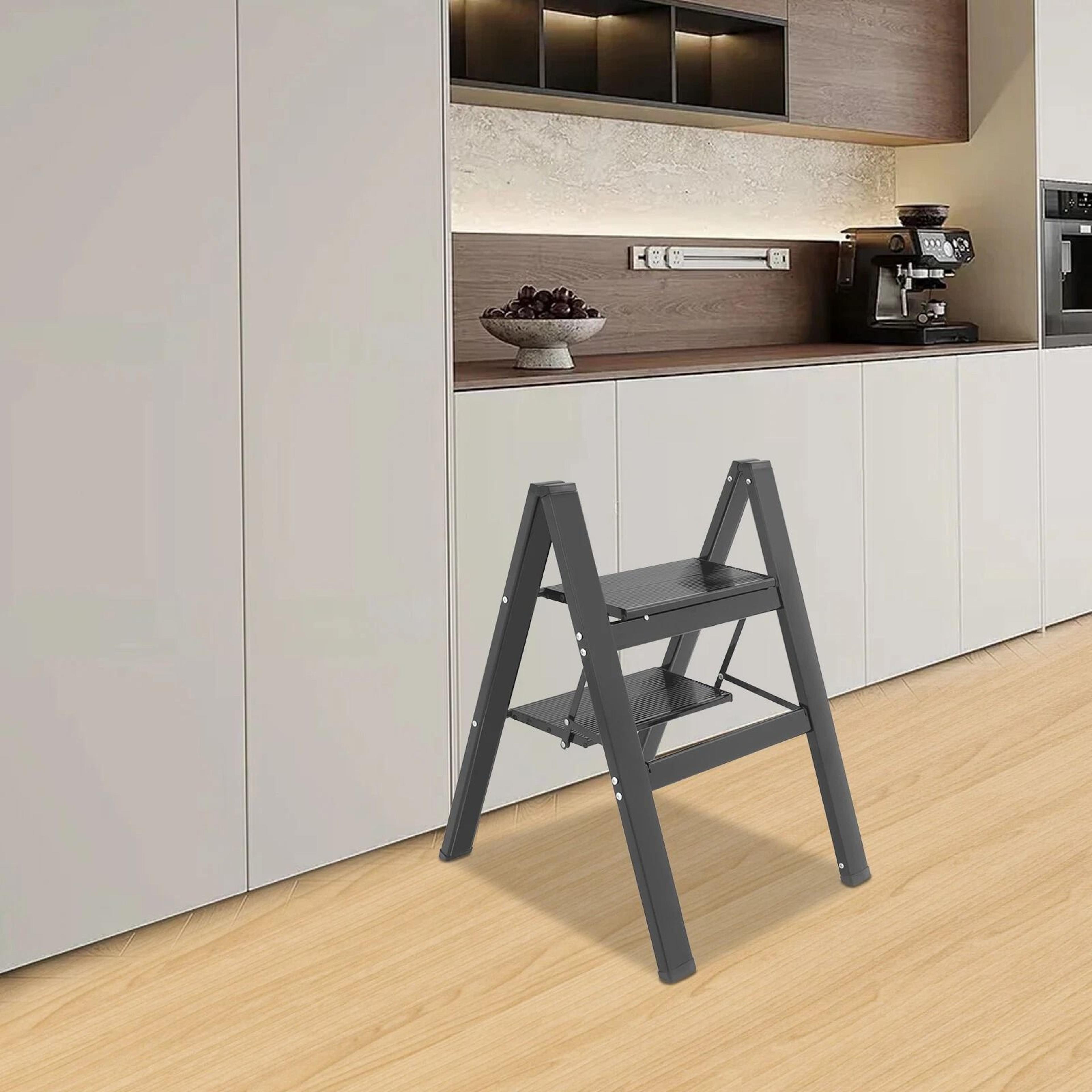 heavy duty foldable 2-step ladder, portable stool ladder with anti-slip