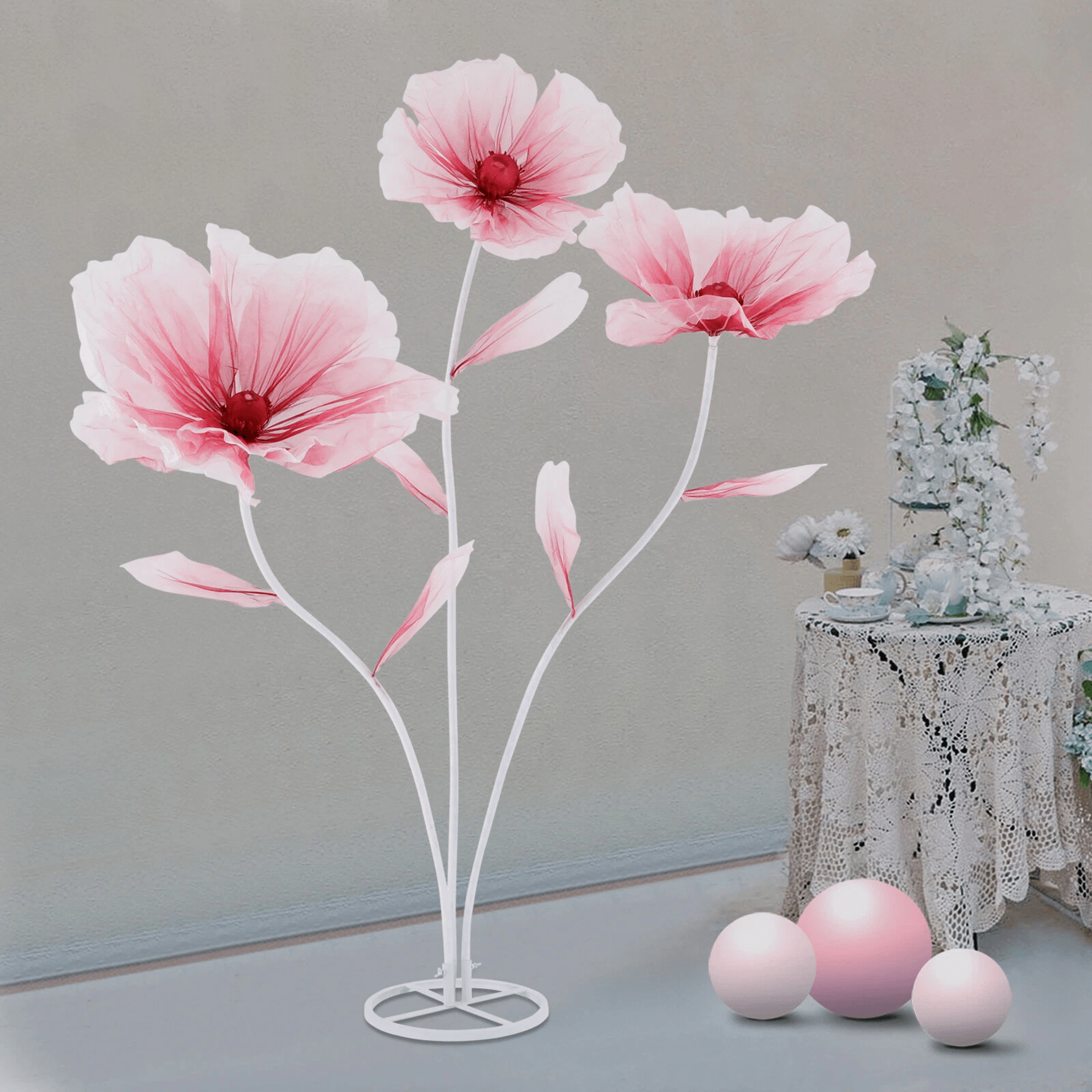 floral bridal wedding bouquet, 3-head artificial flowers, home party decor