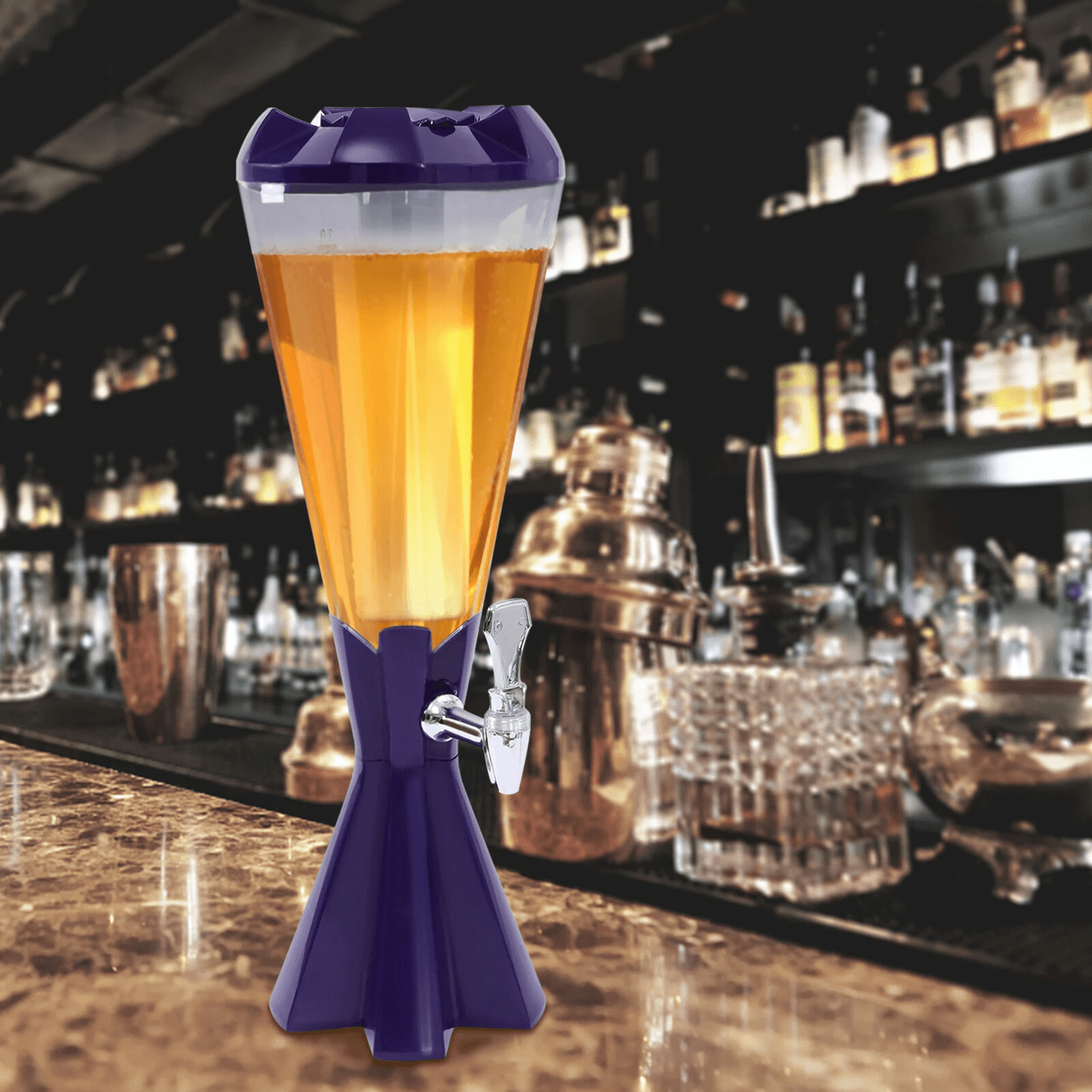 3l beer tower dispenser with individual ice tube for drinks and beverages