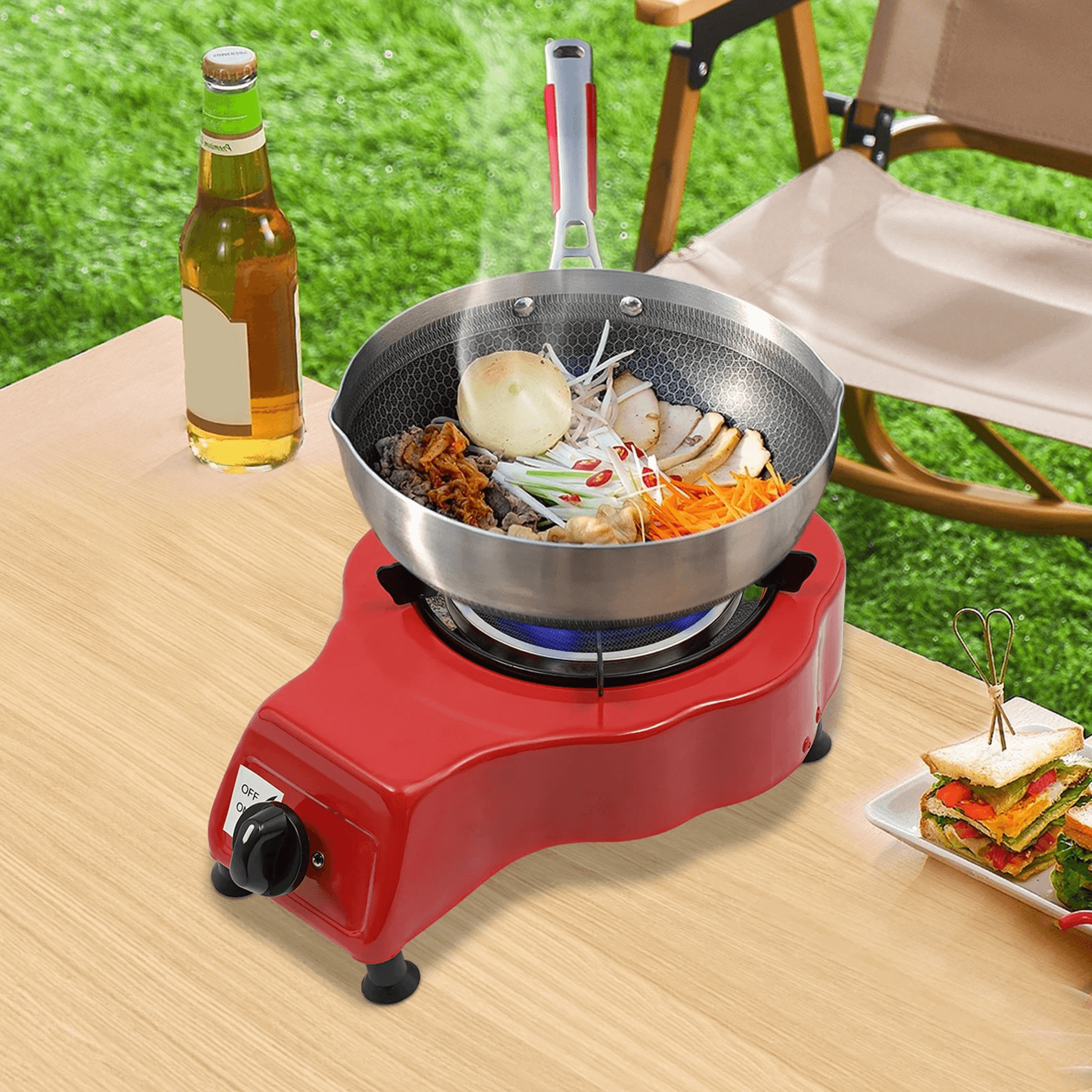 portable propane outdoor lpg single gas stove burner for camping cooking bbq with hose