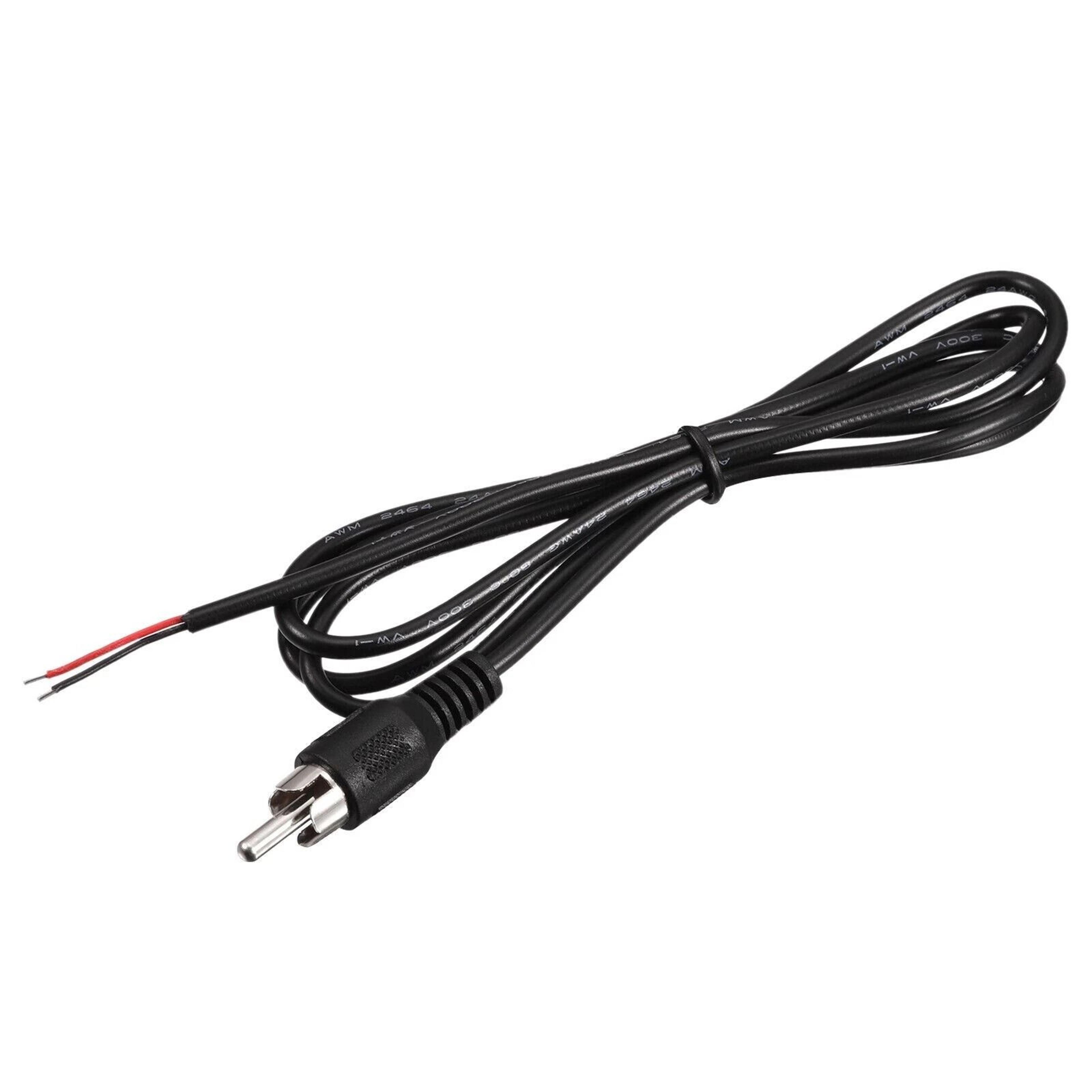 bare wire audio speaker subwoofer hdtv cable cord, rca male plug to adapter connector