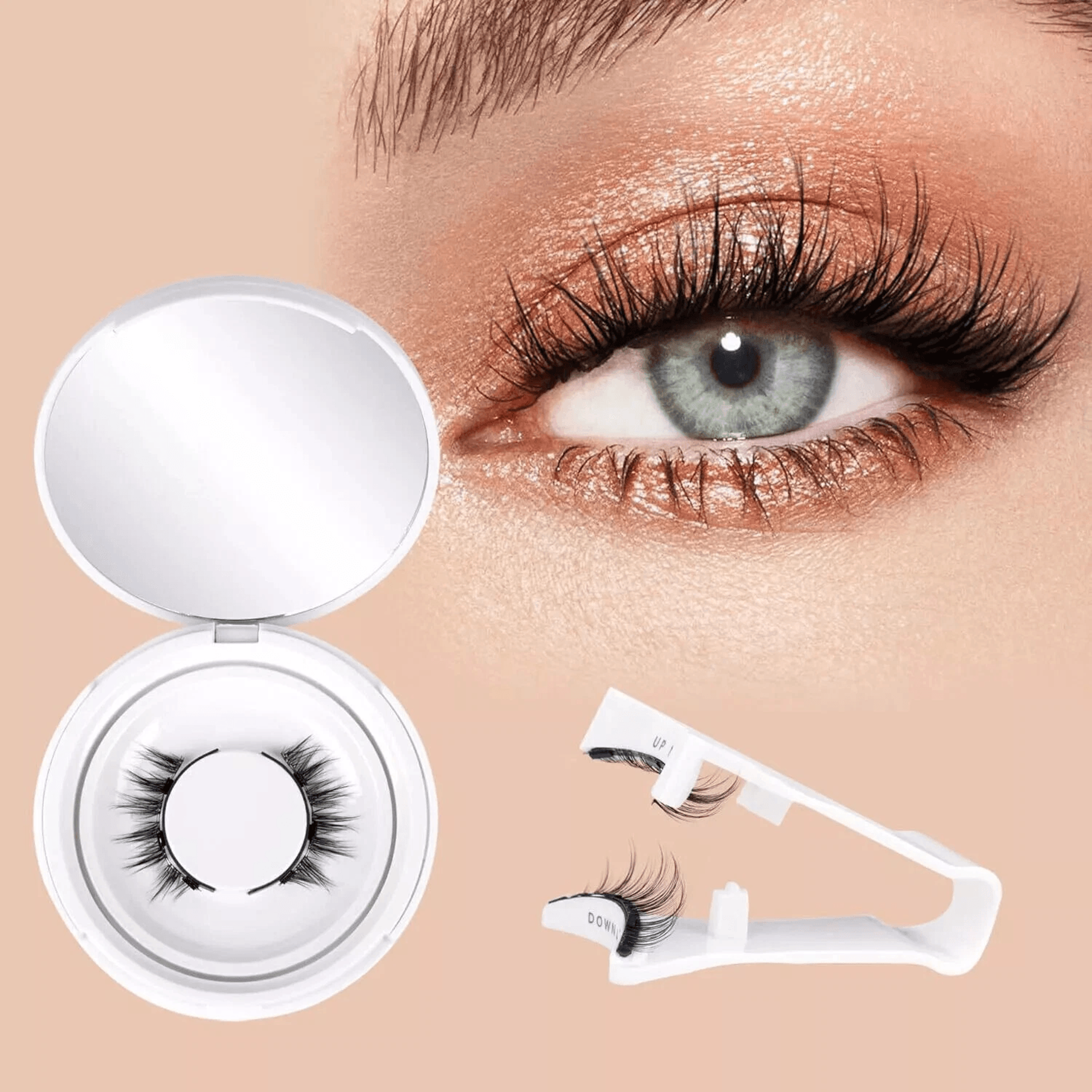 no glue needed natural lashes kit, reusable magnetic eyelashes with applicator, quick glam look