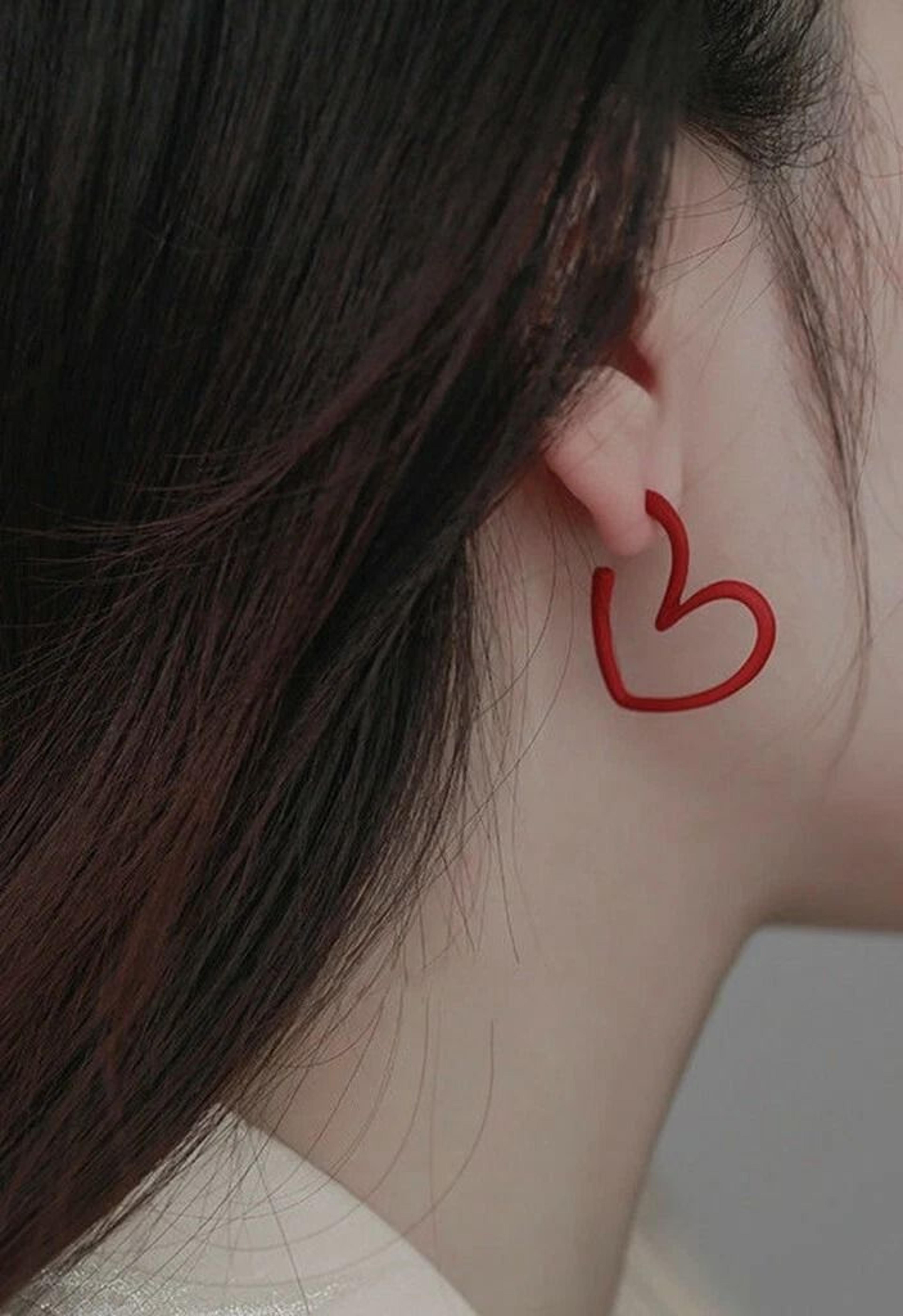 elegant hollow love heart earrings studs, women sterling silver, simple design