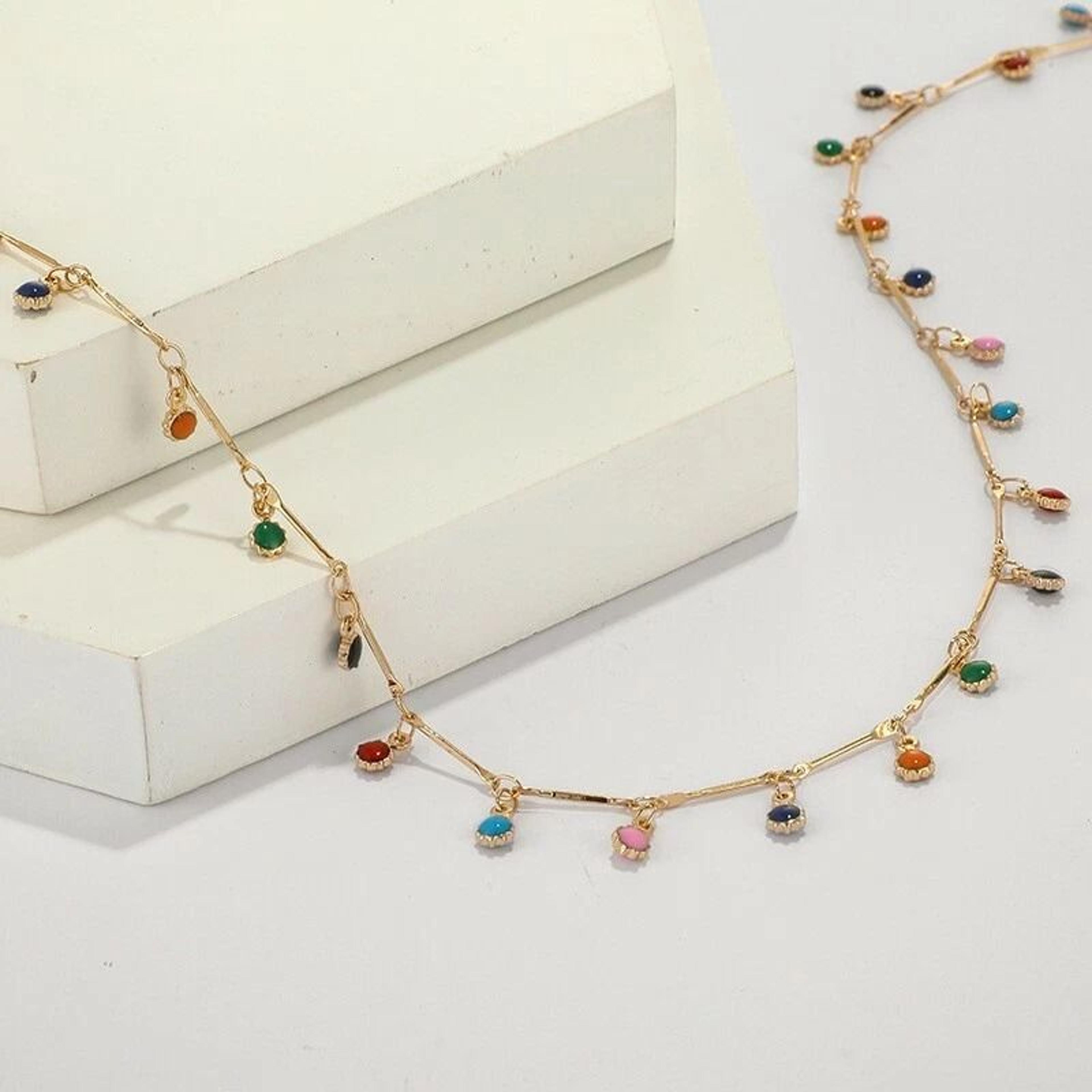 mini flowers choker pendant, women fashion boho jewelry necklace