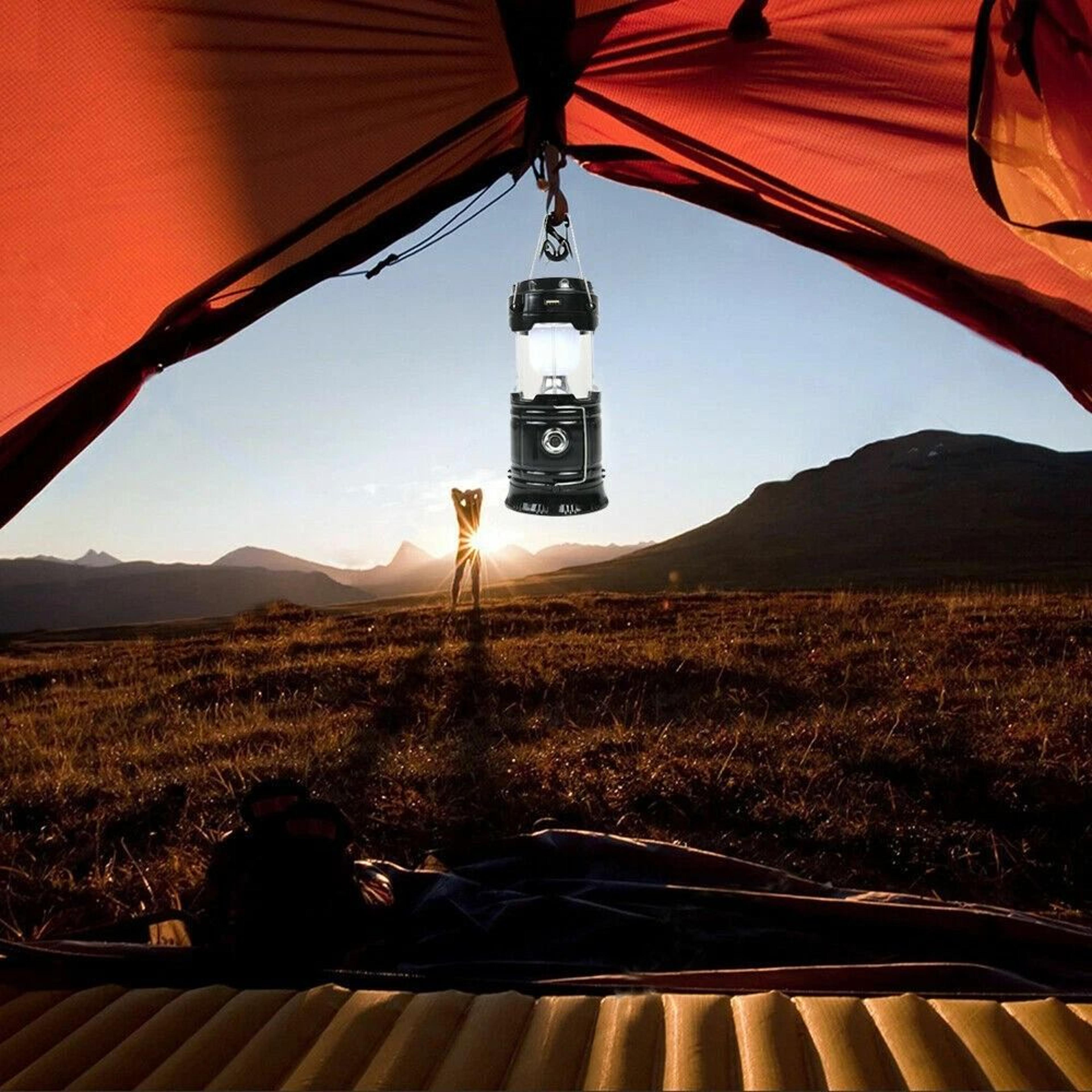 usb solar rechargeable led flashlight & camping lantern light