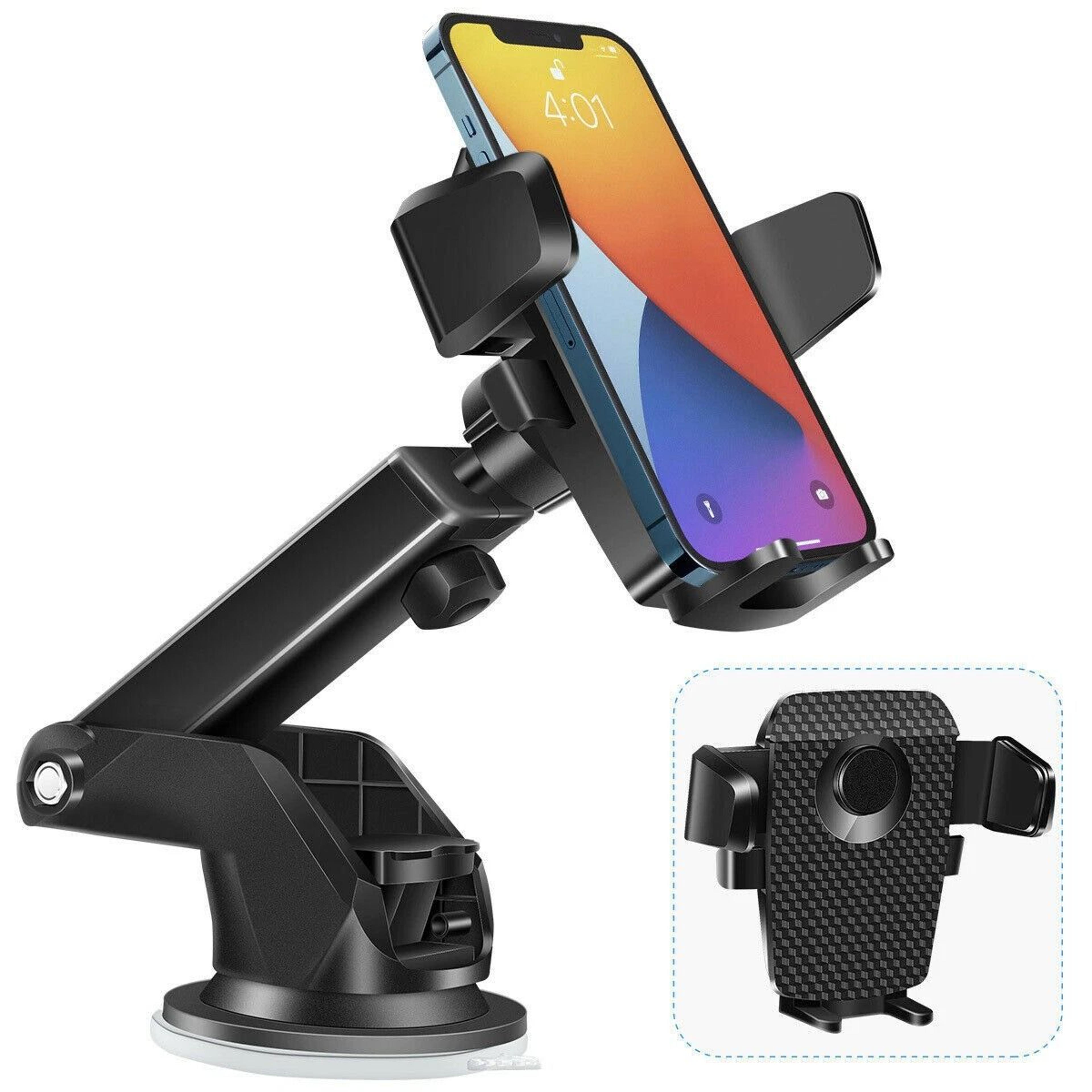 universal car phone mount secure windshield & dashboard phone holder