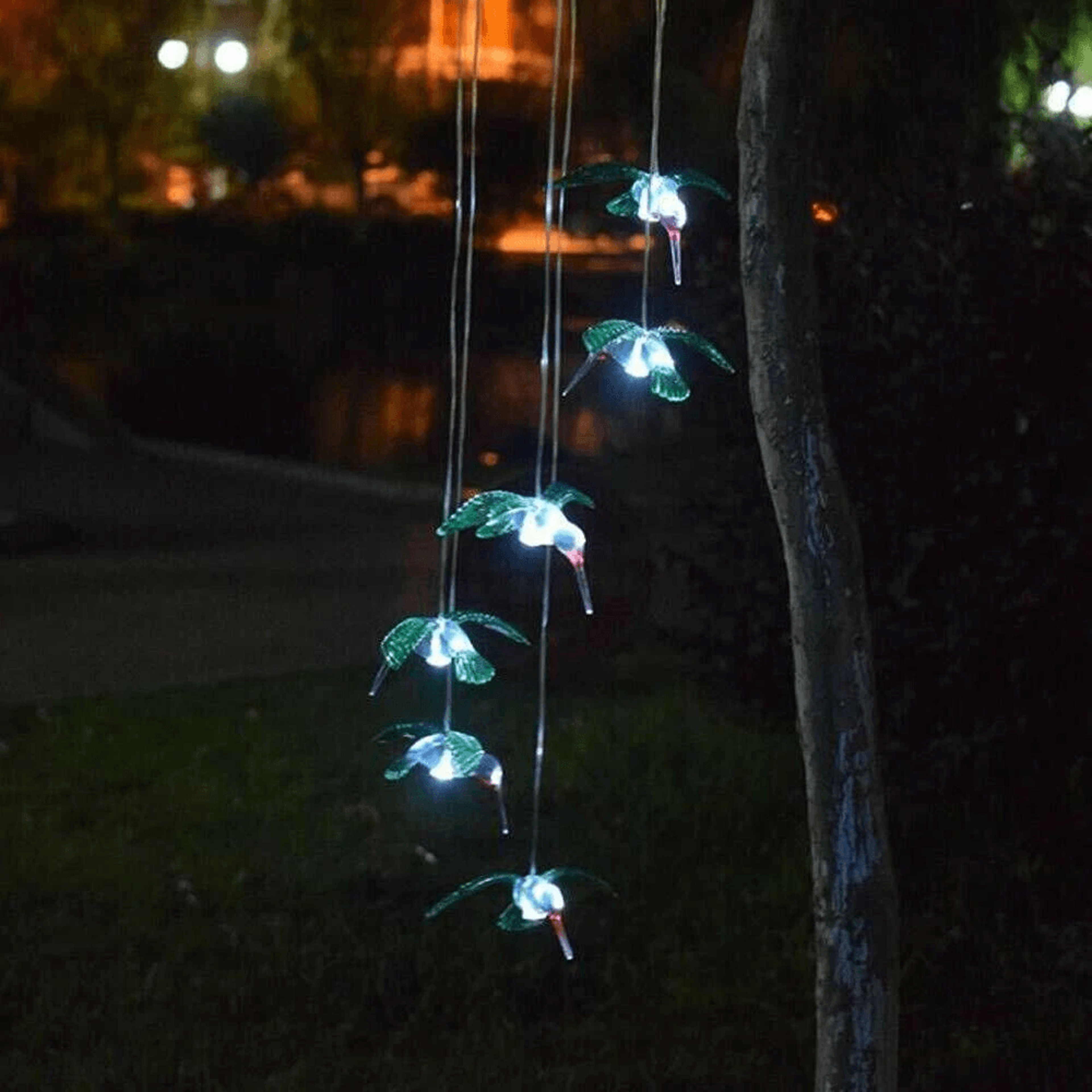 color changing led solar powered hummingbird wind chime lights for yard & garden decor