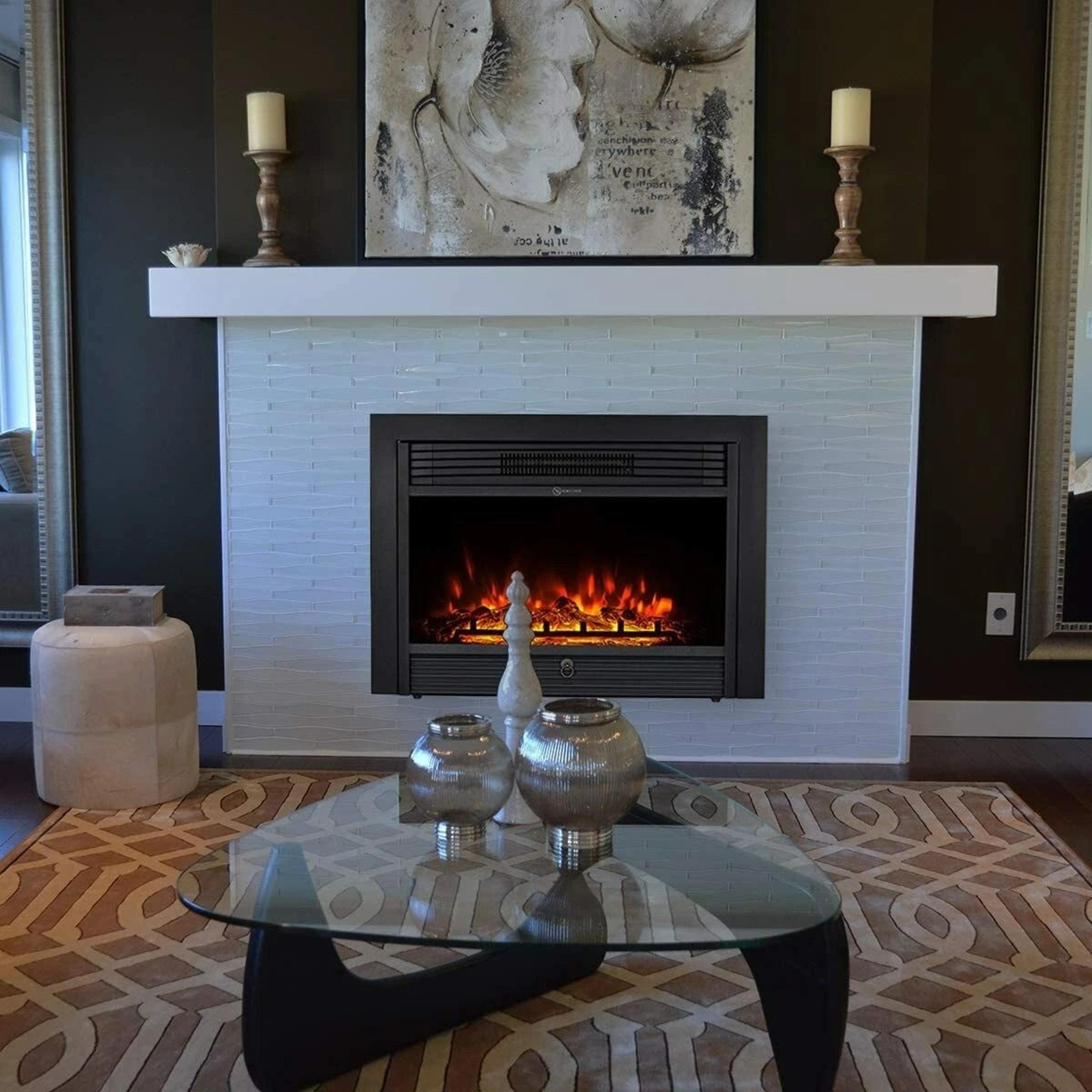 electric fireplace insert heater with color flame & remote control