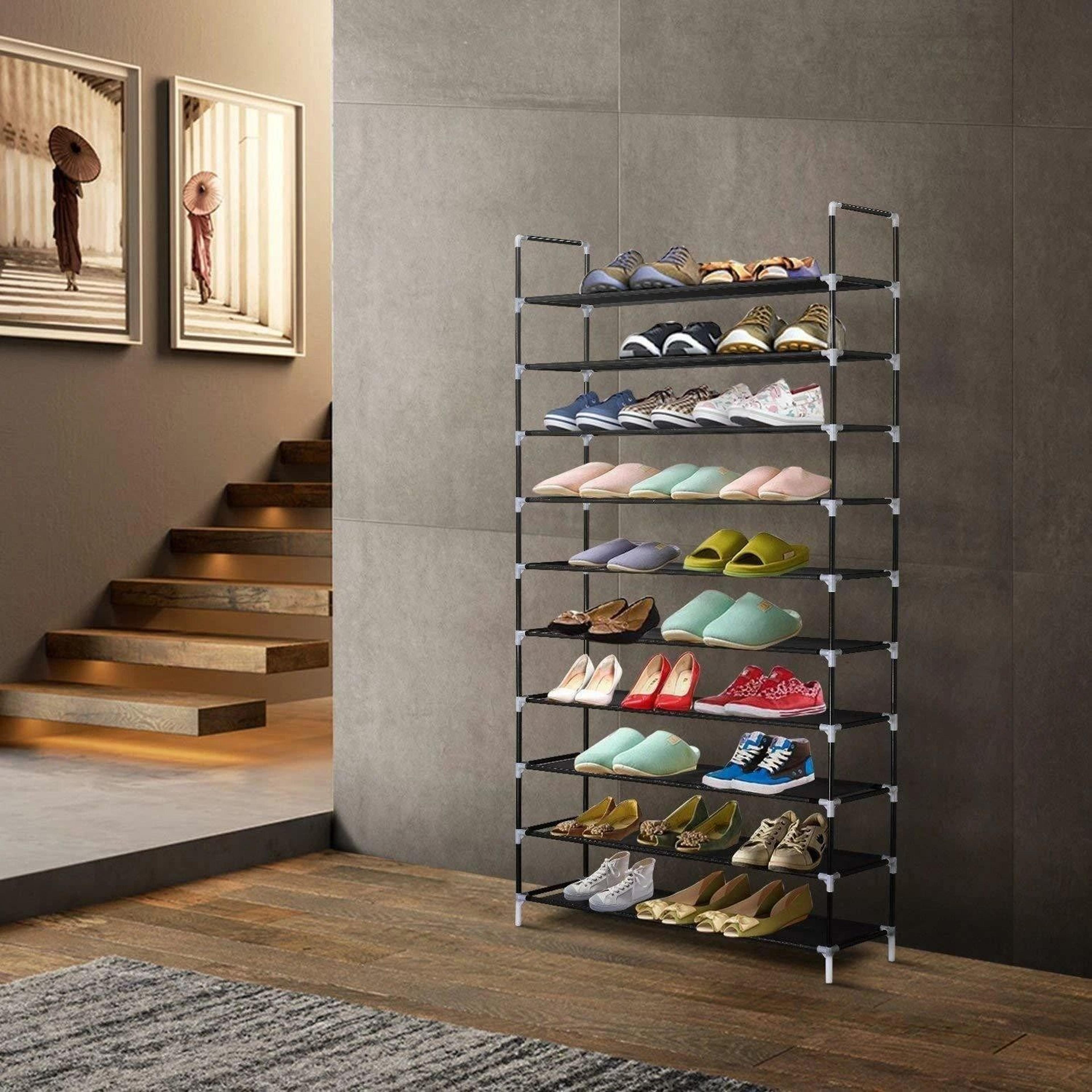 shoe rack organizer 10 tier storage for space saving steel shelve