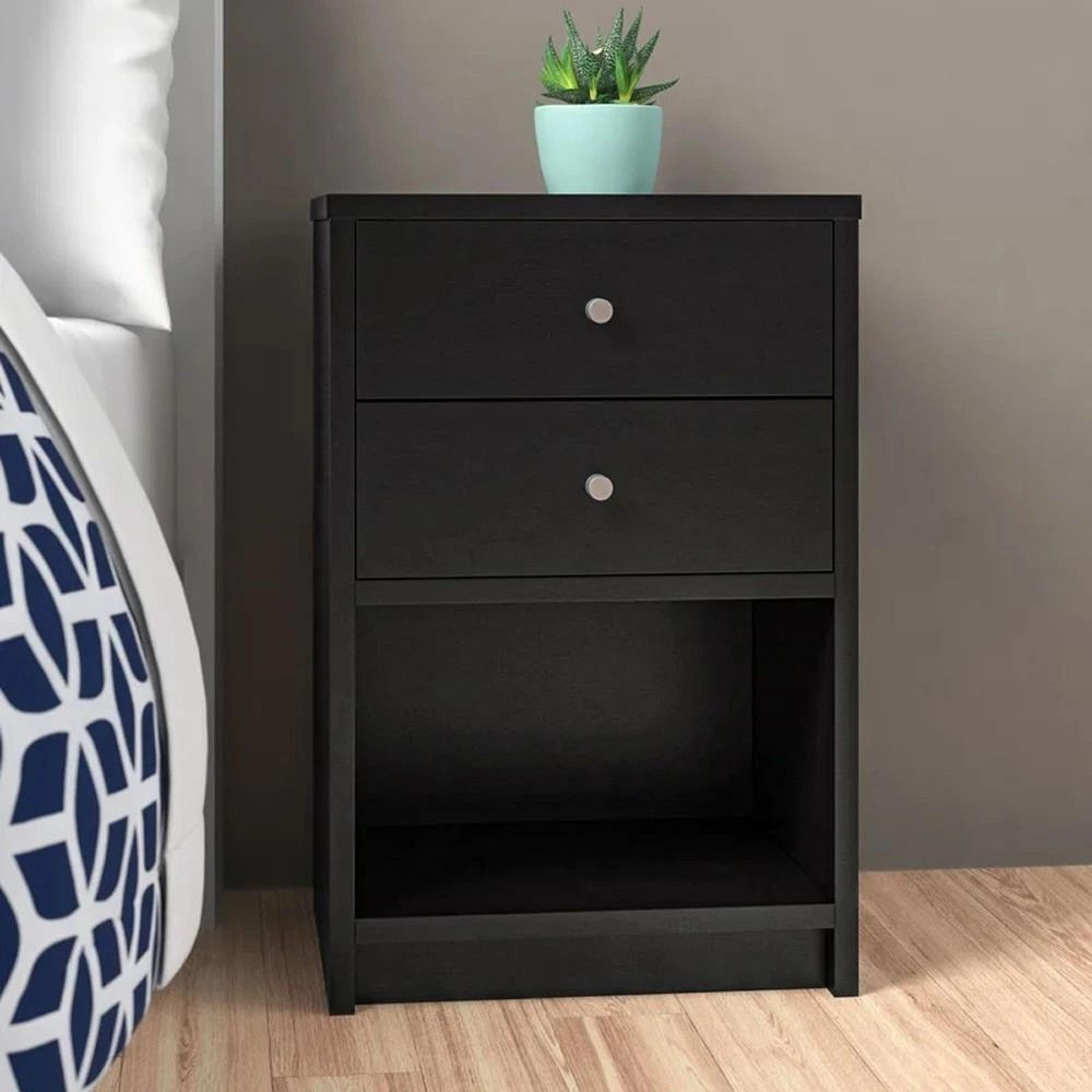 modern drawer nightstand dresser black wooden storage cabinet for bedroom