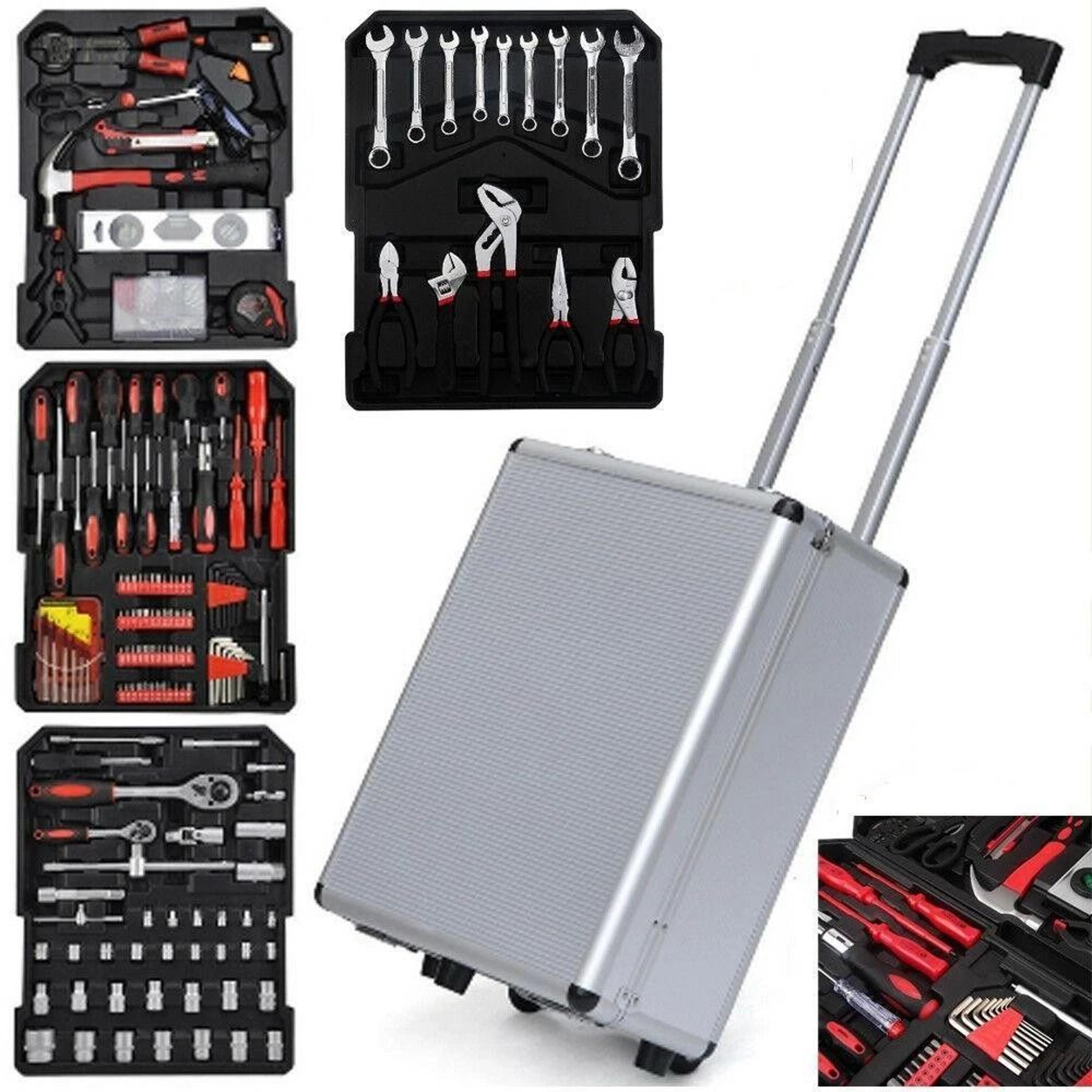 mechanics tool set with socket wrenches & trolley case ultimate tool kit for home & professional use