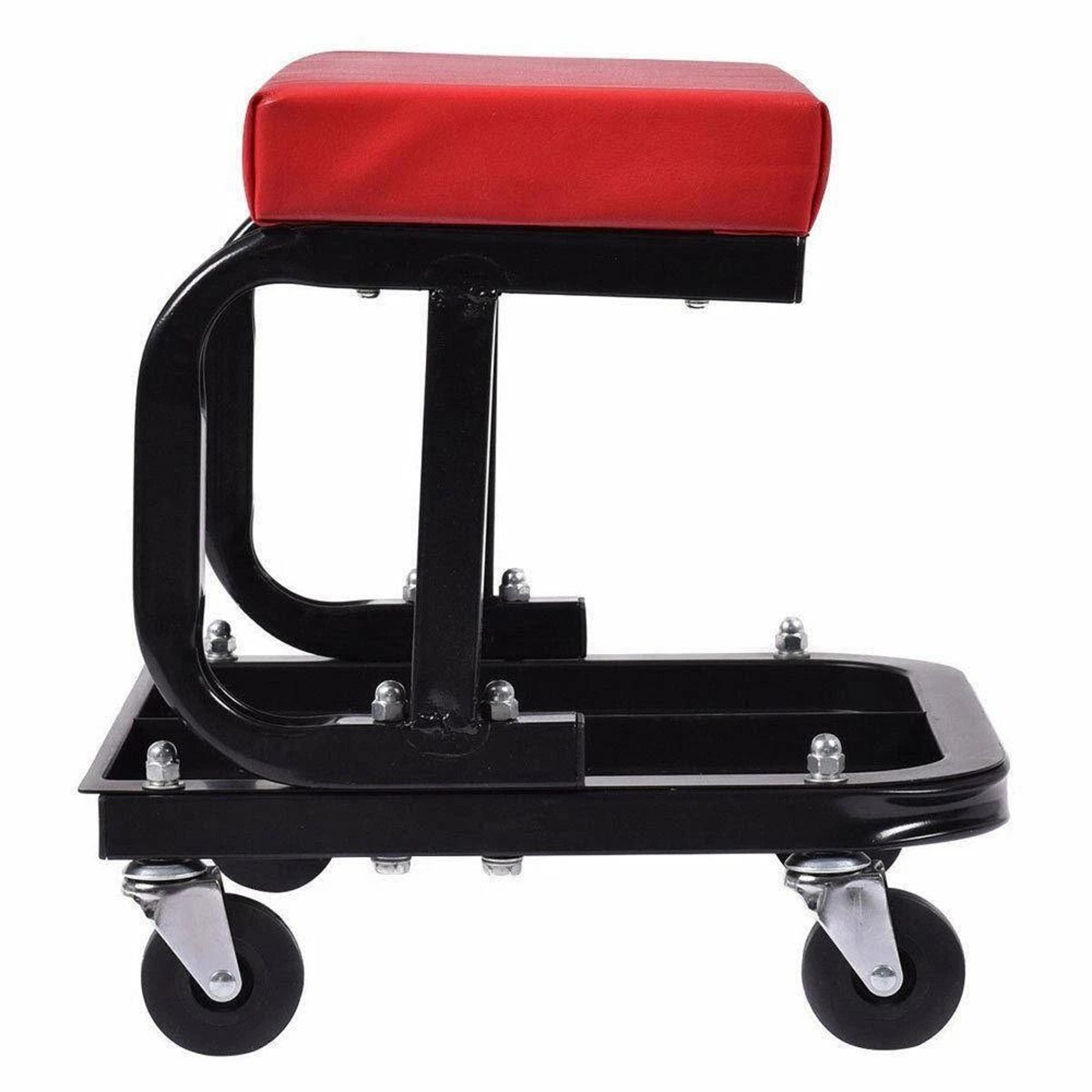 mechanics rolling repair chair with storage for garage work