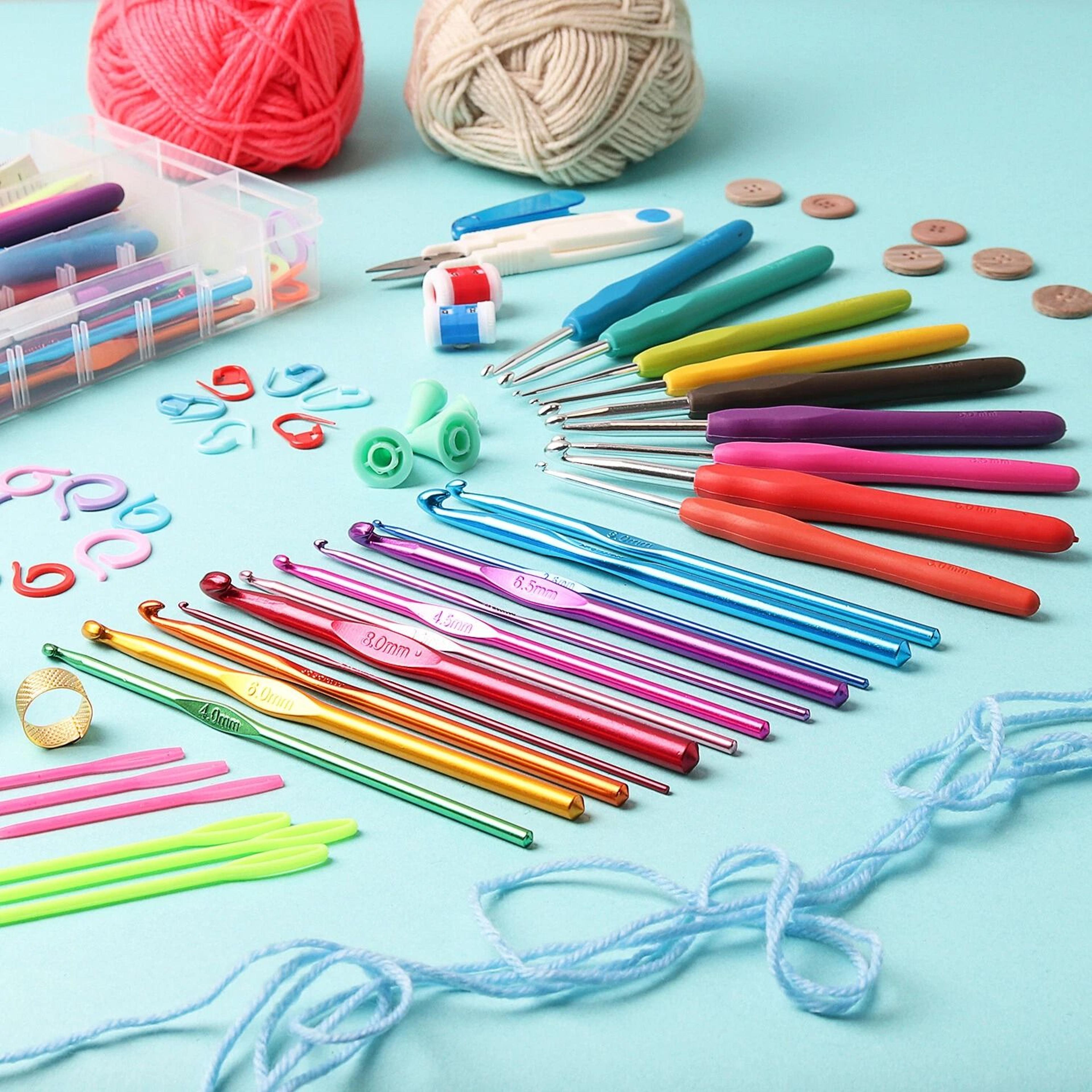 crochet kit with hooks, yarn, and tote bag for beginners & expert