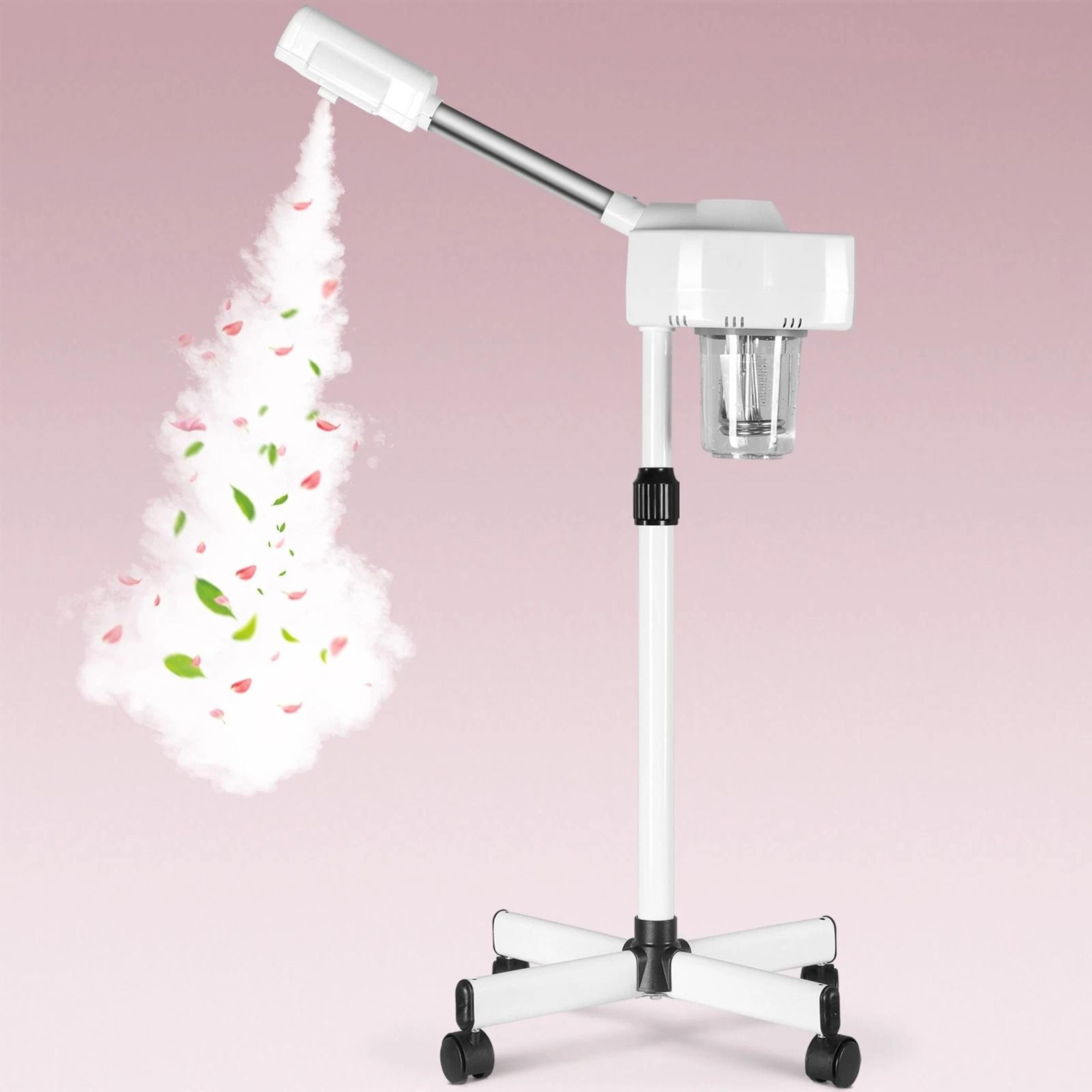 professional facial steamer with ionic ozone & hot mist function mobile stand for skin care & salon use