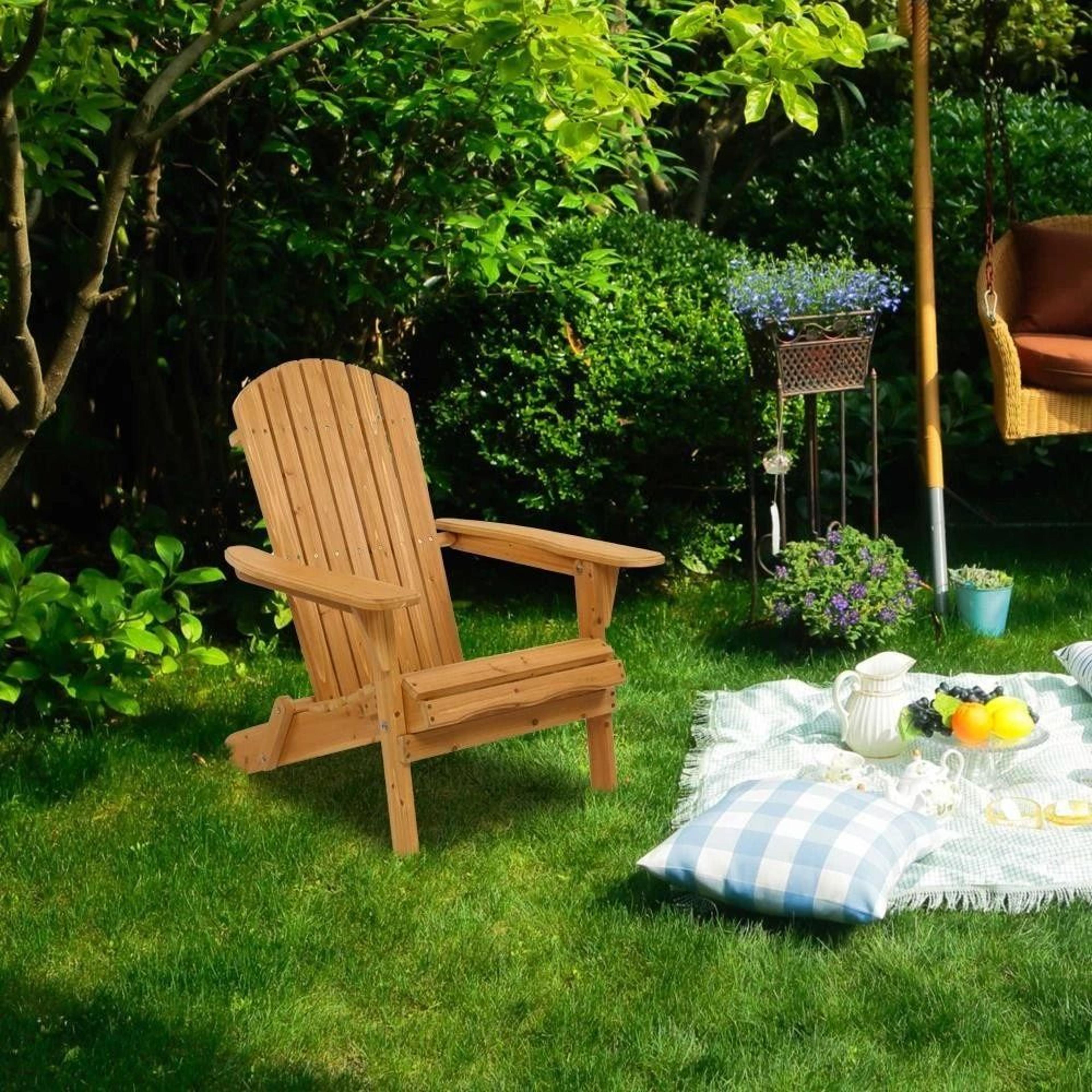 foldable fir wood adirondack chair comfortable outdoor patio furniture lounge seat