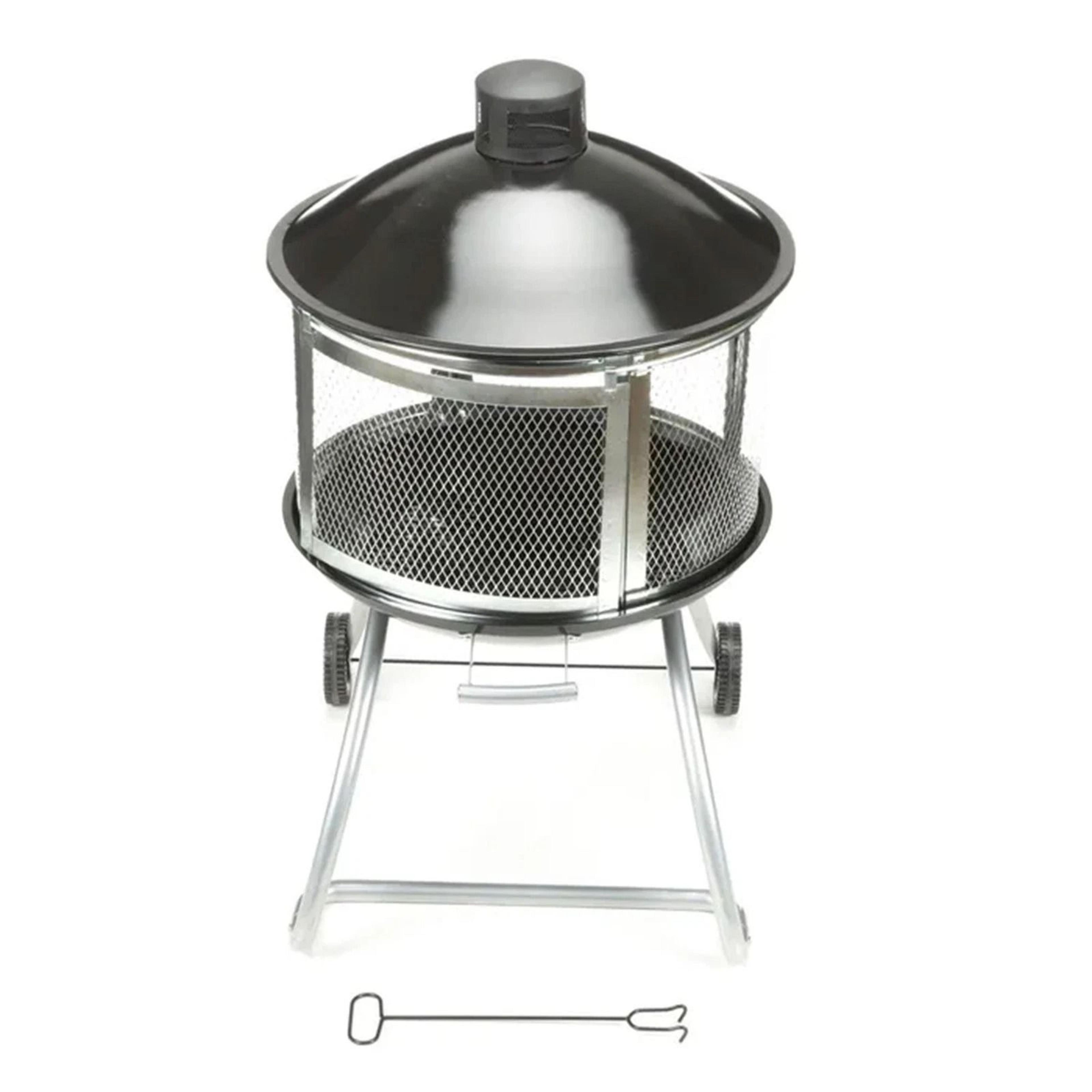 four seasons courtyard portable fire pit, outdoor fireplace with sliding door