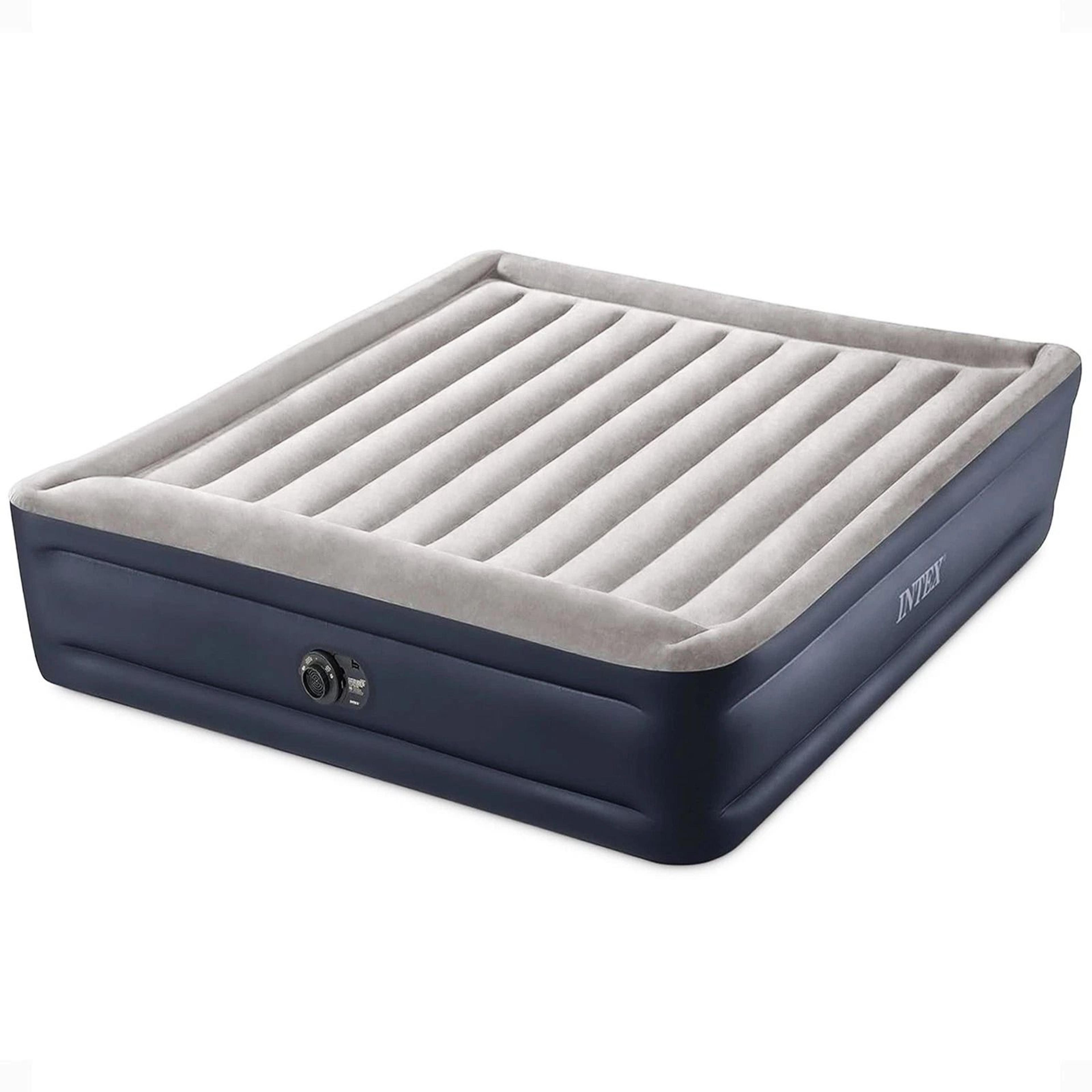 intex dura beam plus deluxe blow up air mattress with built-in pump, king