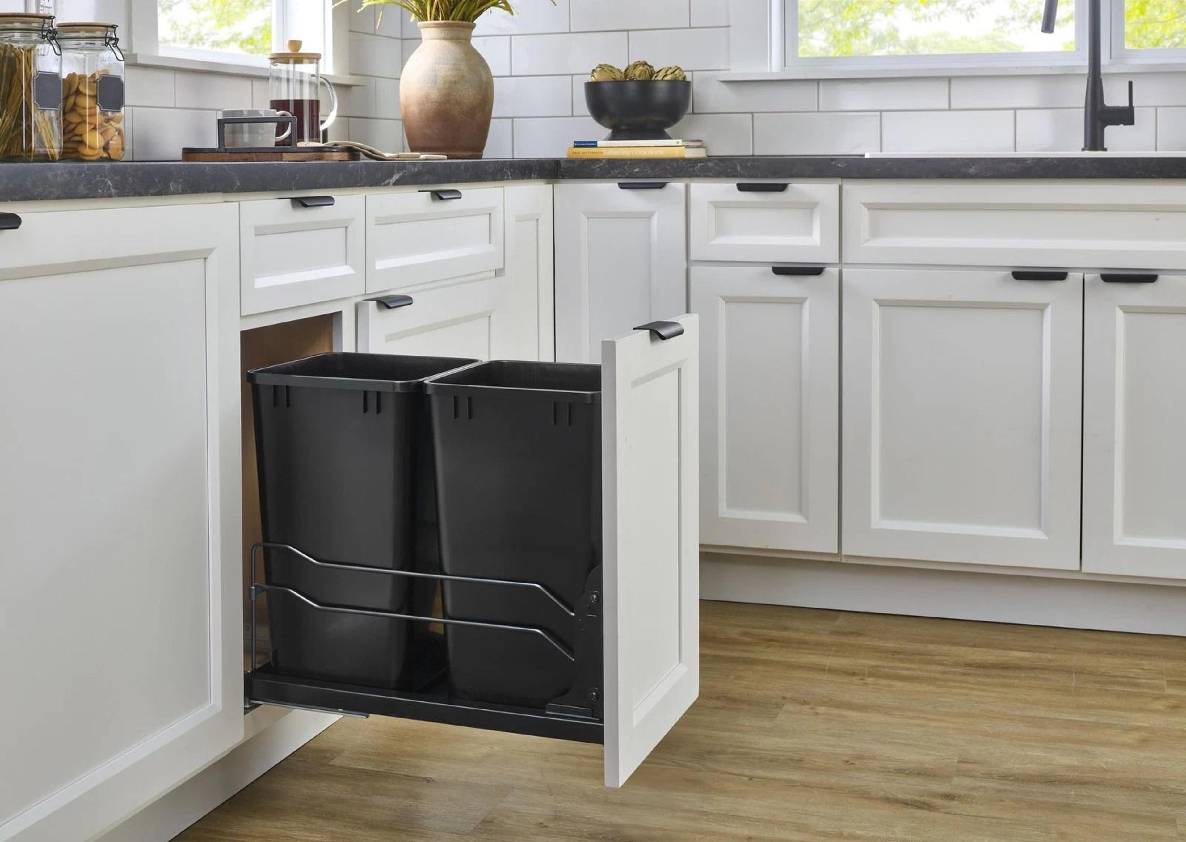 rev a shelf double pullout trash cans qt. with soft close compact & efficient kitchen waste solution