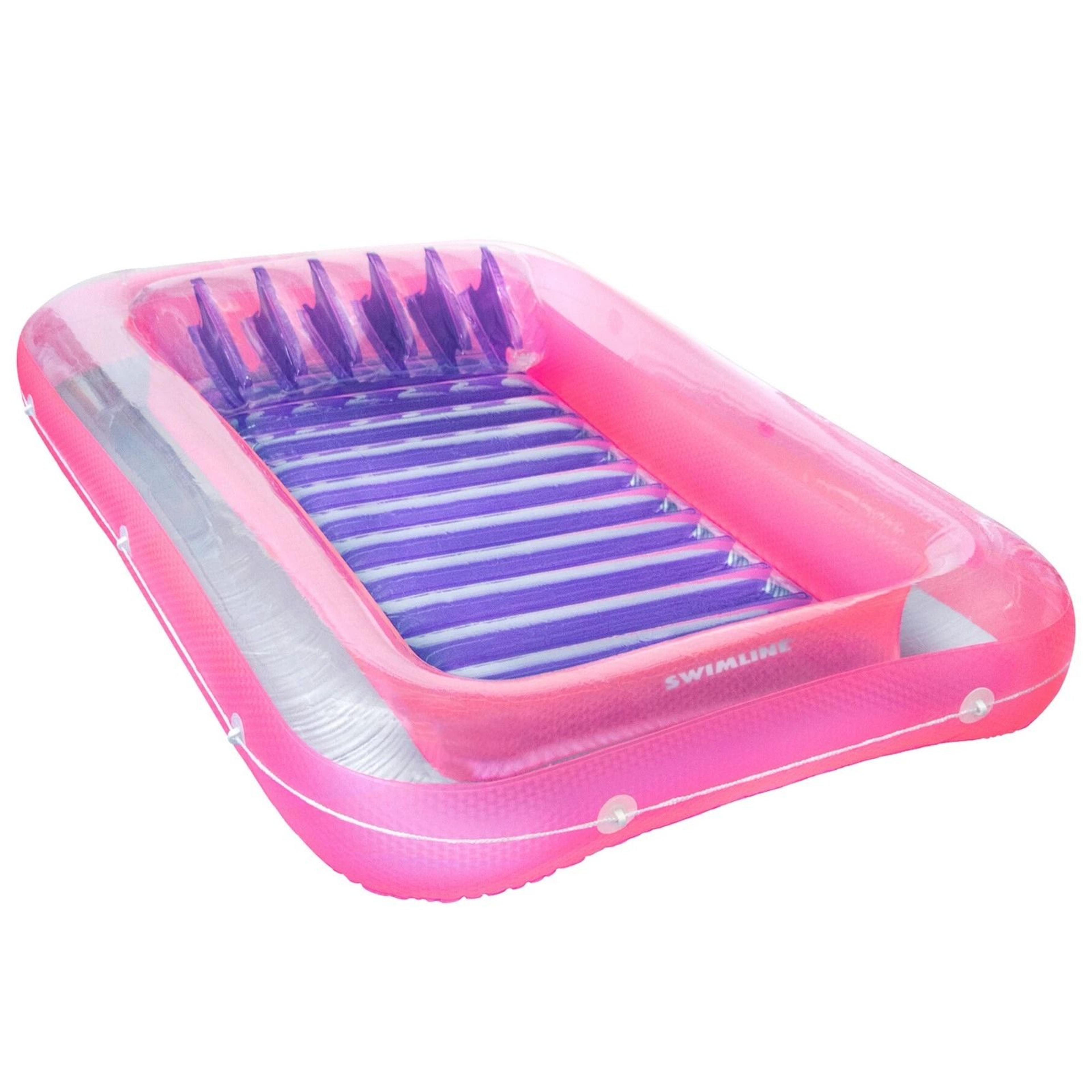 swimline classic edition inflatable pool lounge suntan tub floating pool hybrid lounge, pink