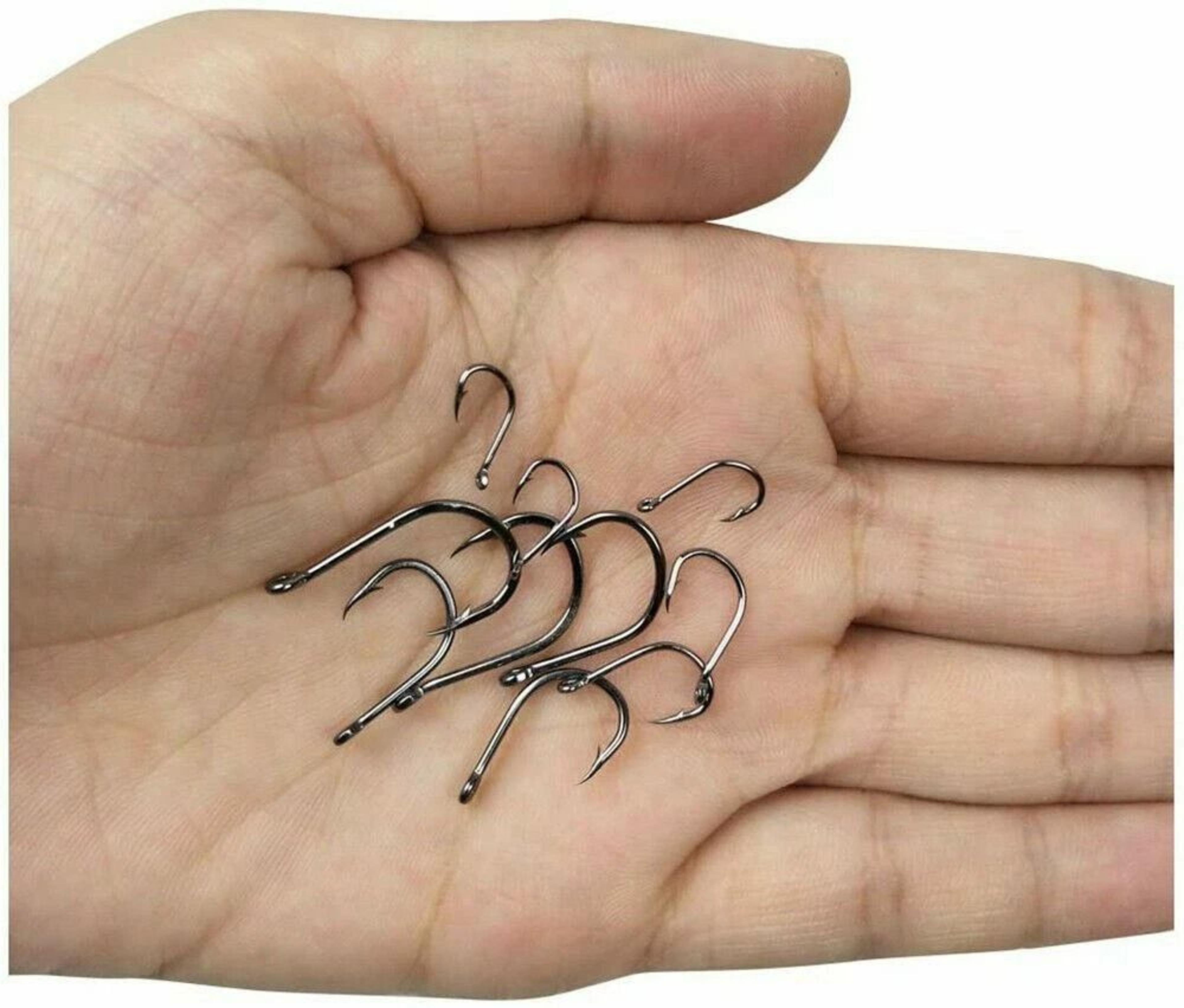 fishing hooks kit with box, black & silver sharpened hooks for angling