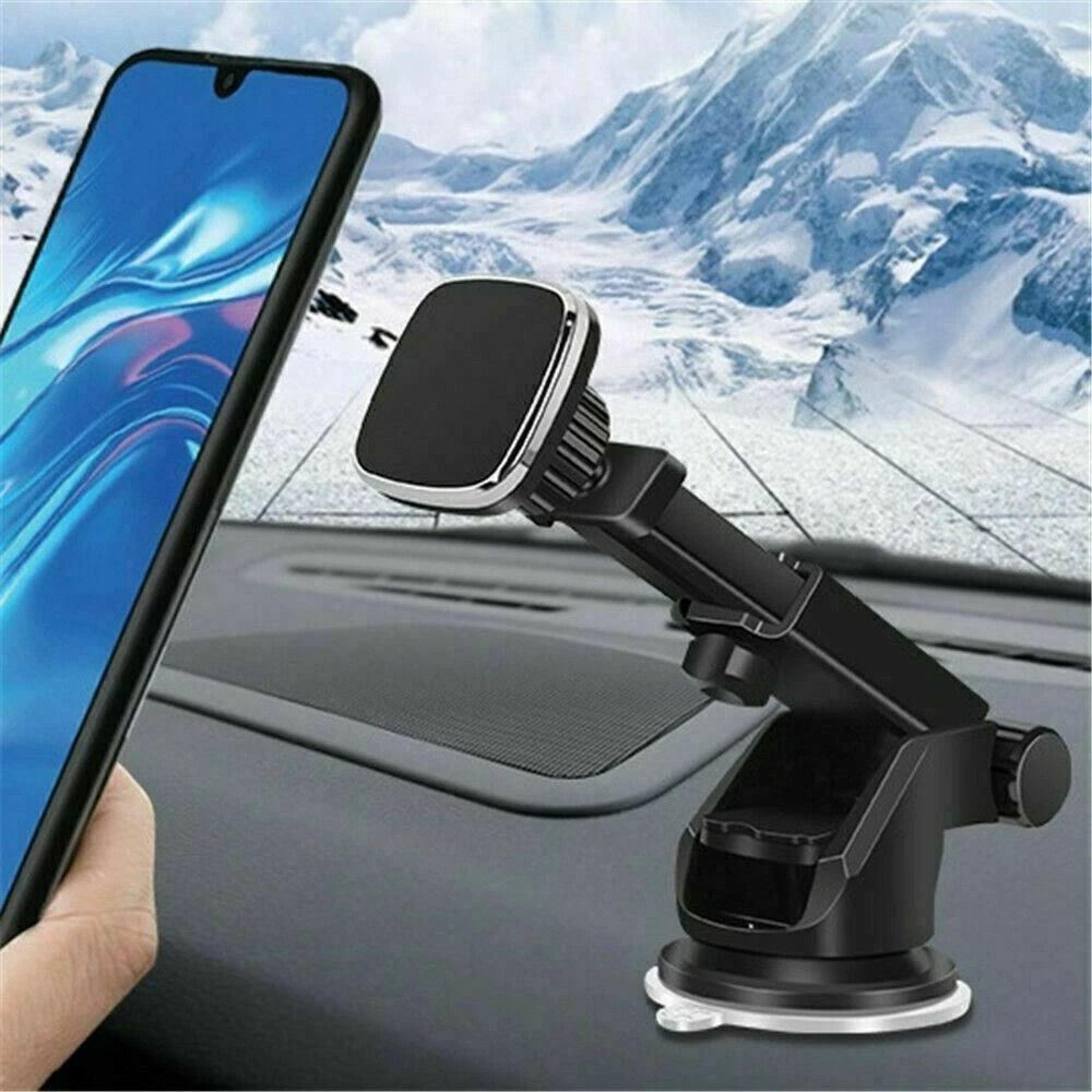 universal magnetic car mount holder with suction cup for cell phone