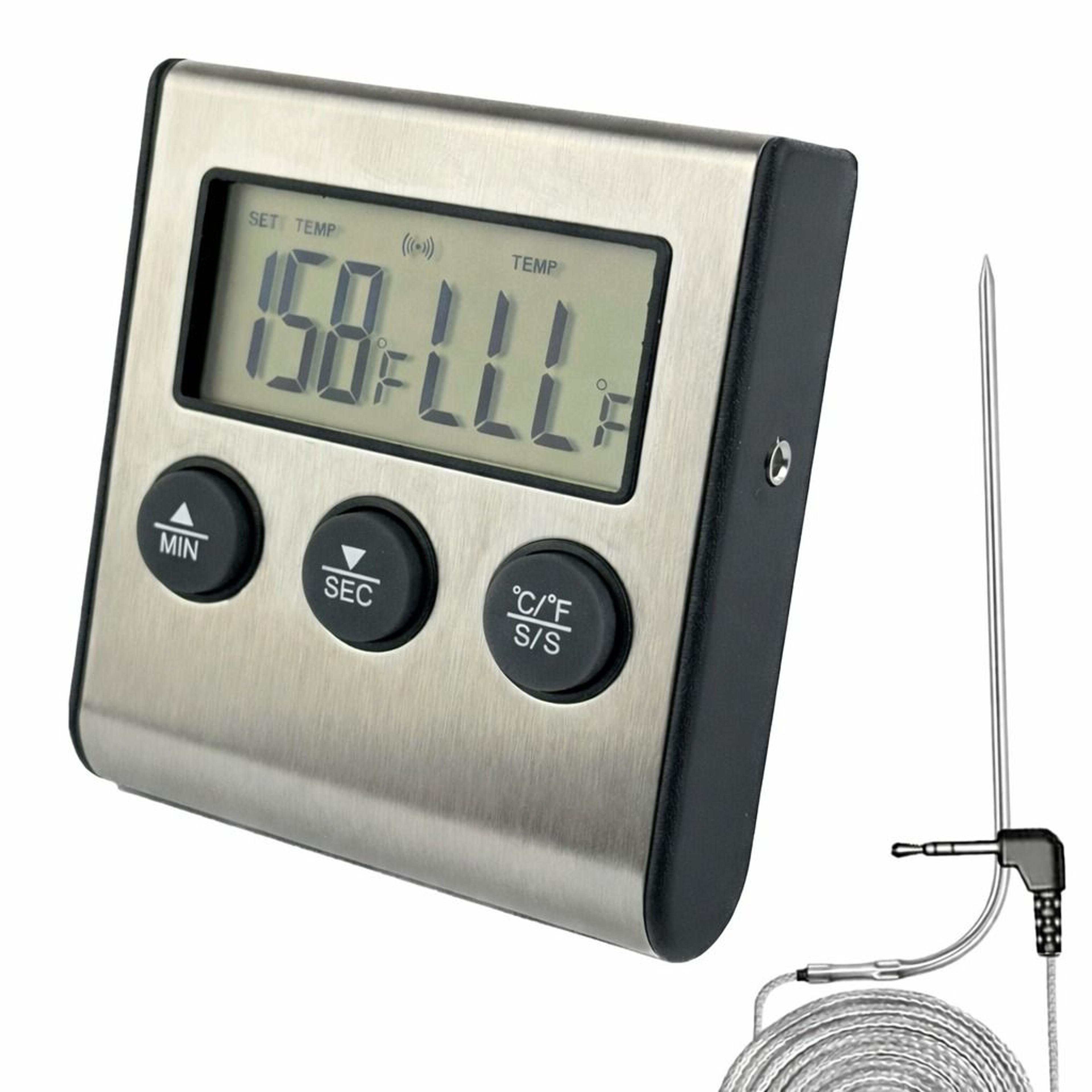 digital cooking thermometer probe with timer for meat & food temperature remote kitchen thermometer