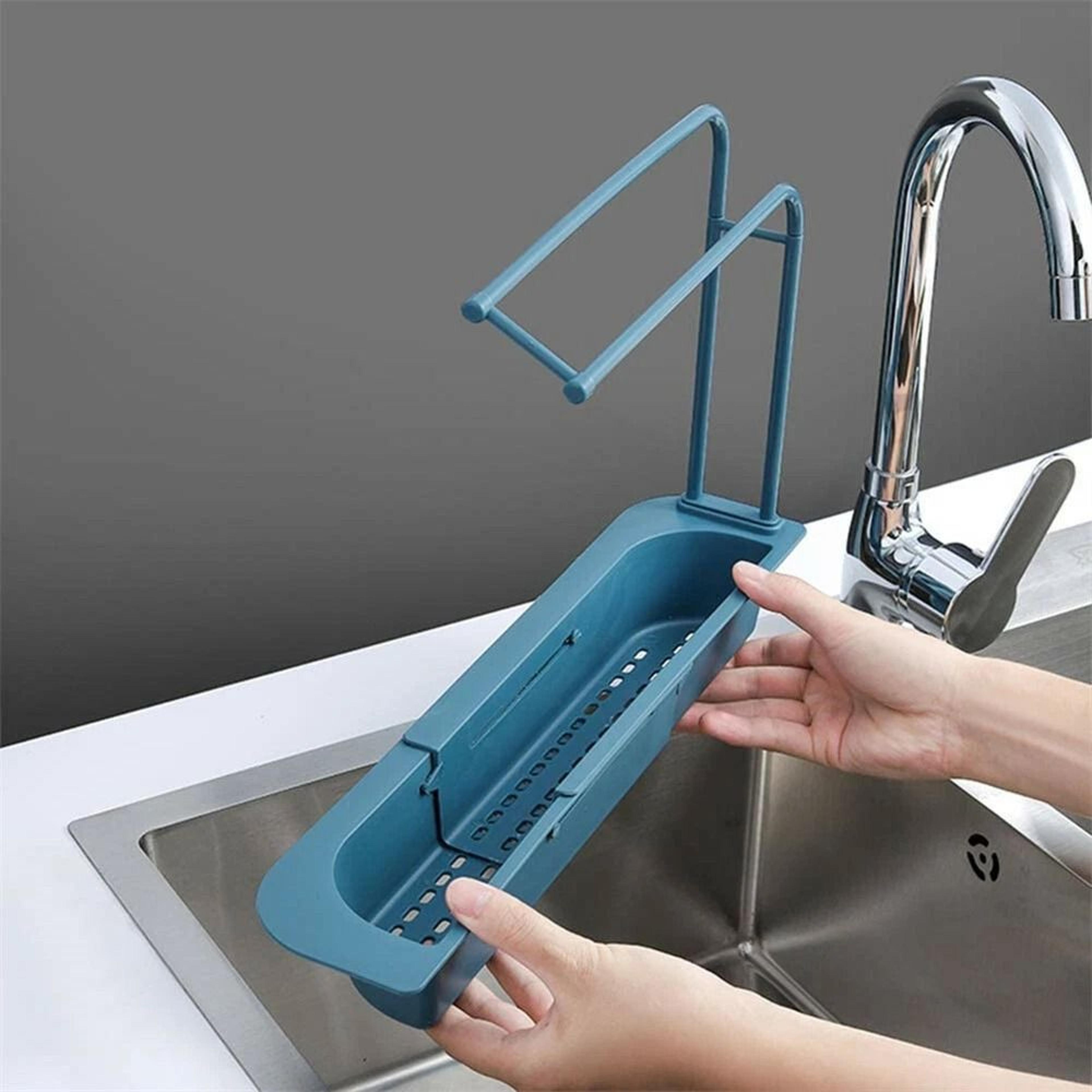 expandable sink rack telescopic holde kitchen shelf storage & drain sponge basket