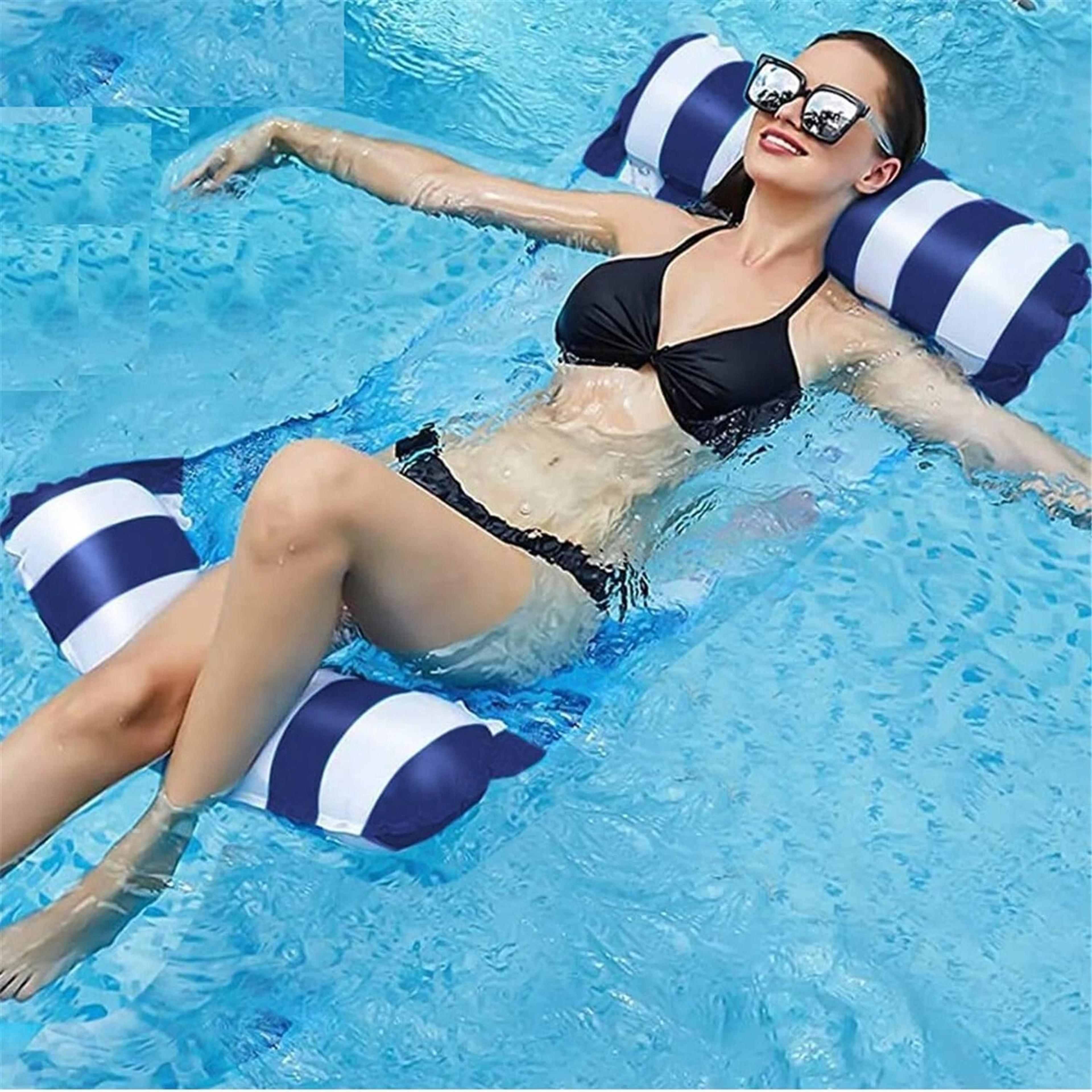 inflatable floating hammock lounge chair comfortable beach water bed for pool, swimming & relaxing