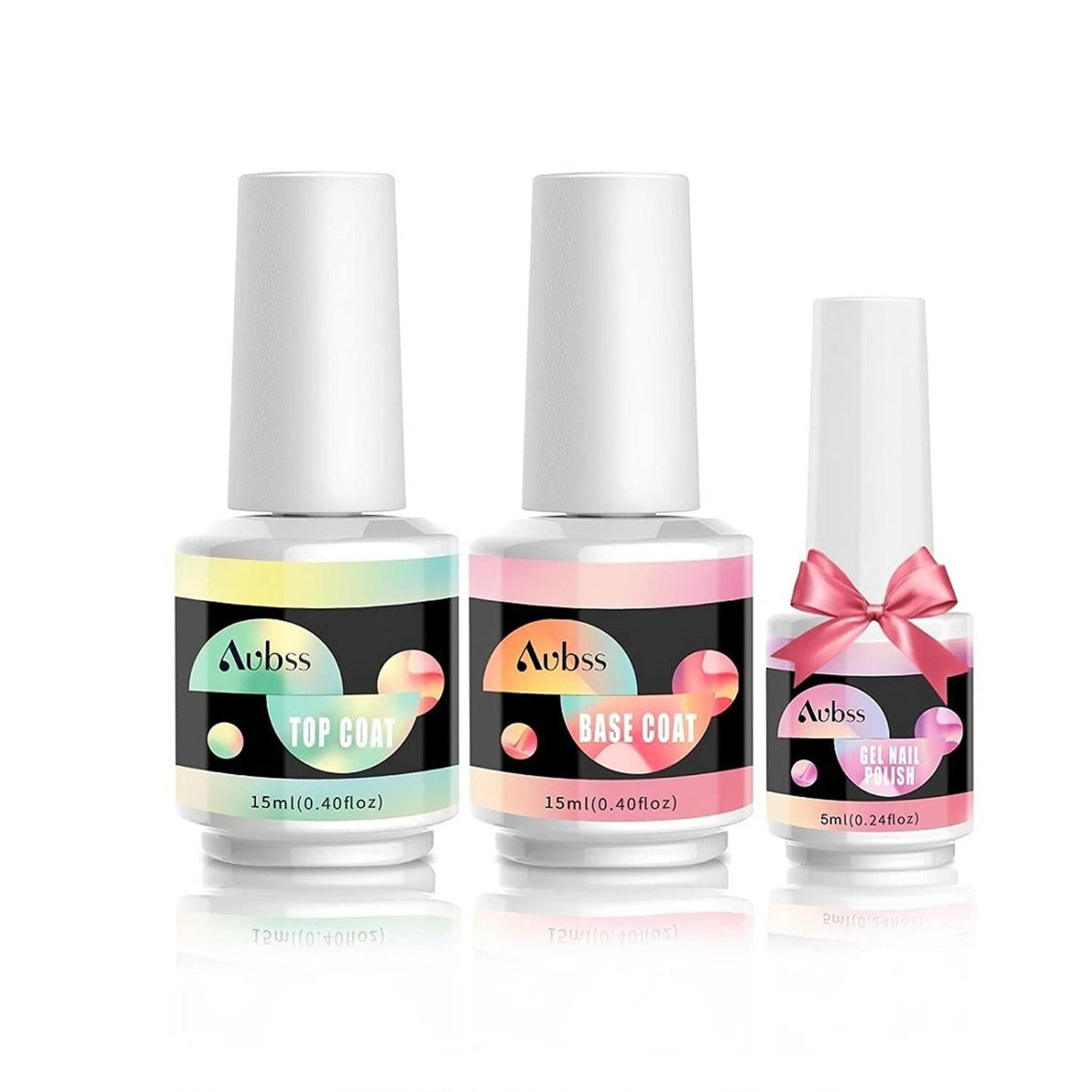 no wipe gel top coat & base coat long lasting, led nail art kit for diy designs
