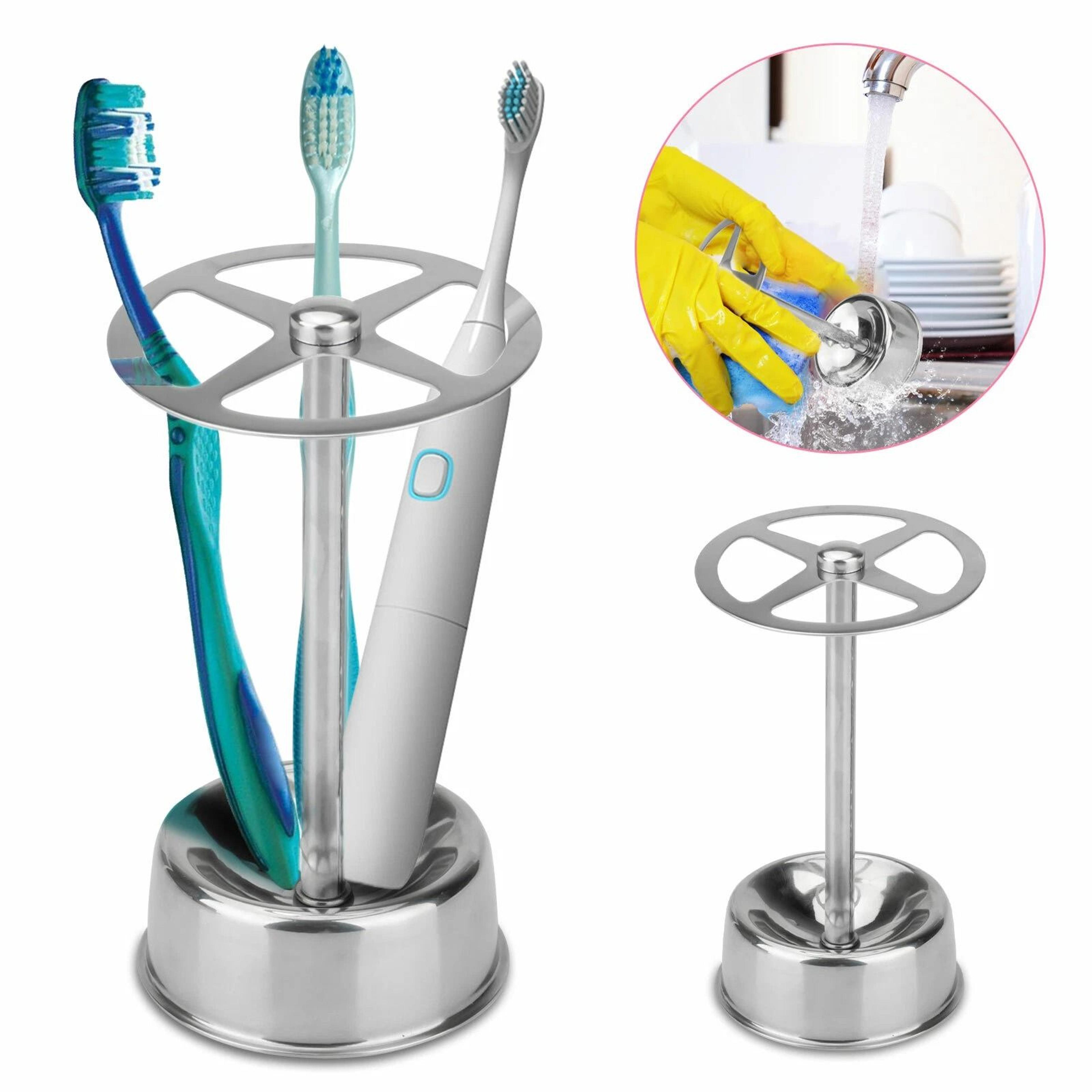 stainless steel toothbrush holder and toothpaste stand bathroom organizer