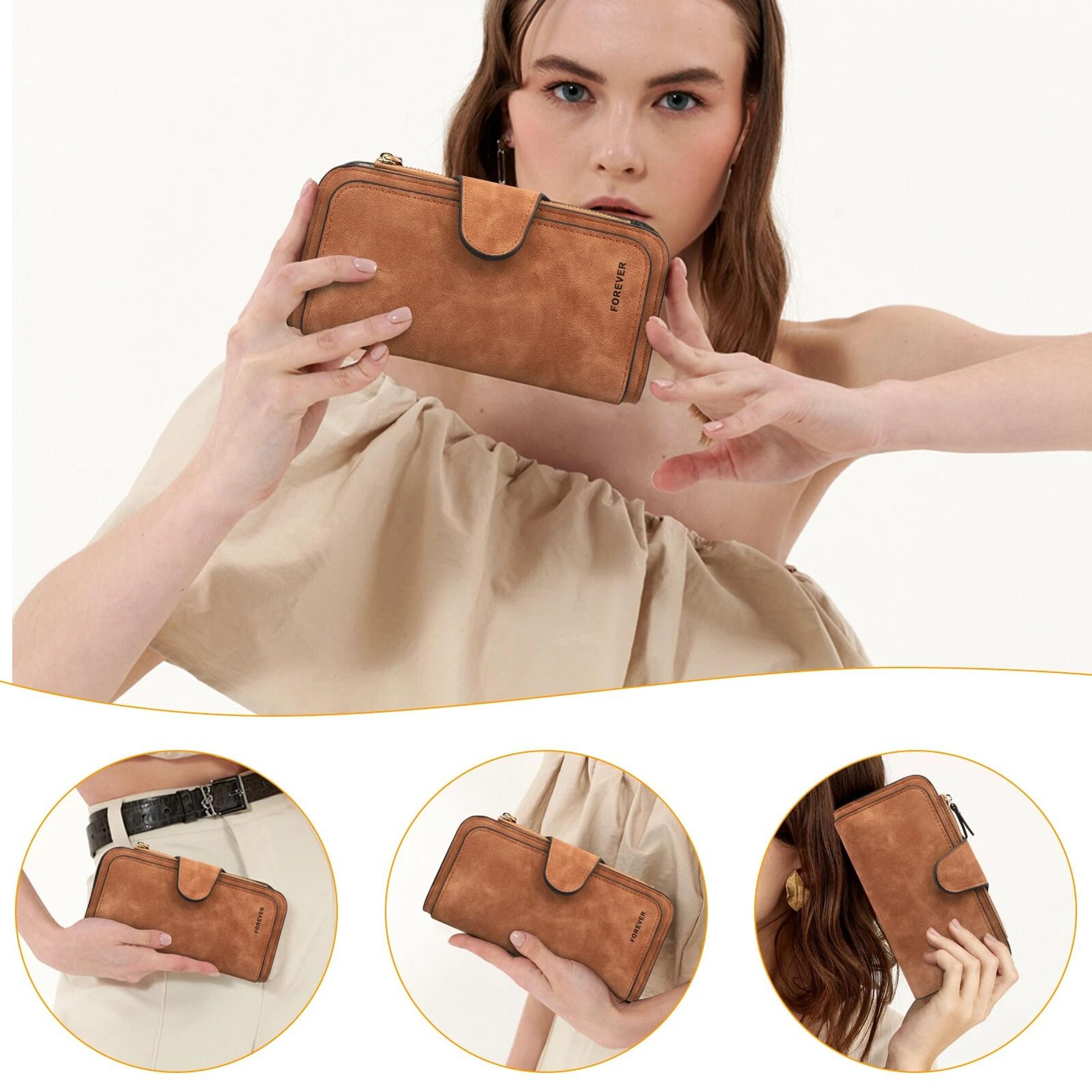stylish soft leather wallet clutch for women multi function card & phone holder