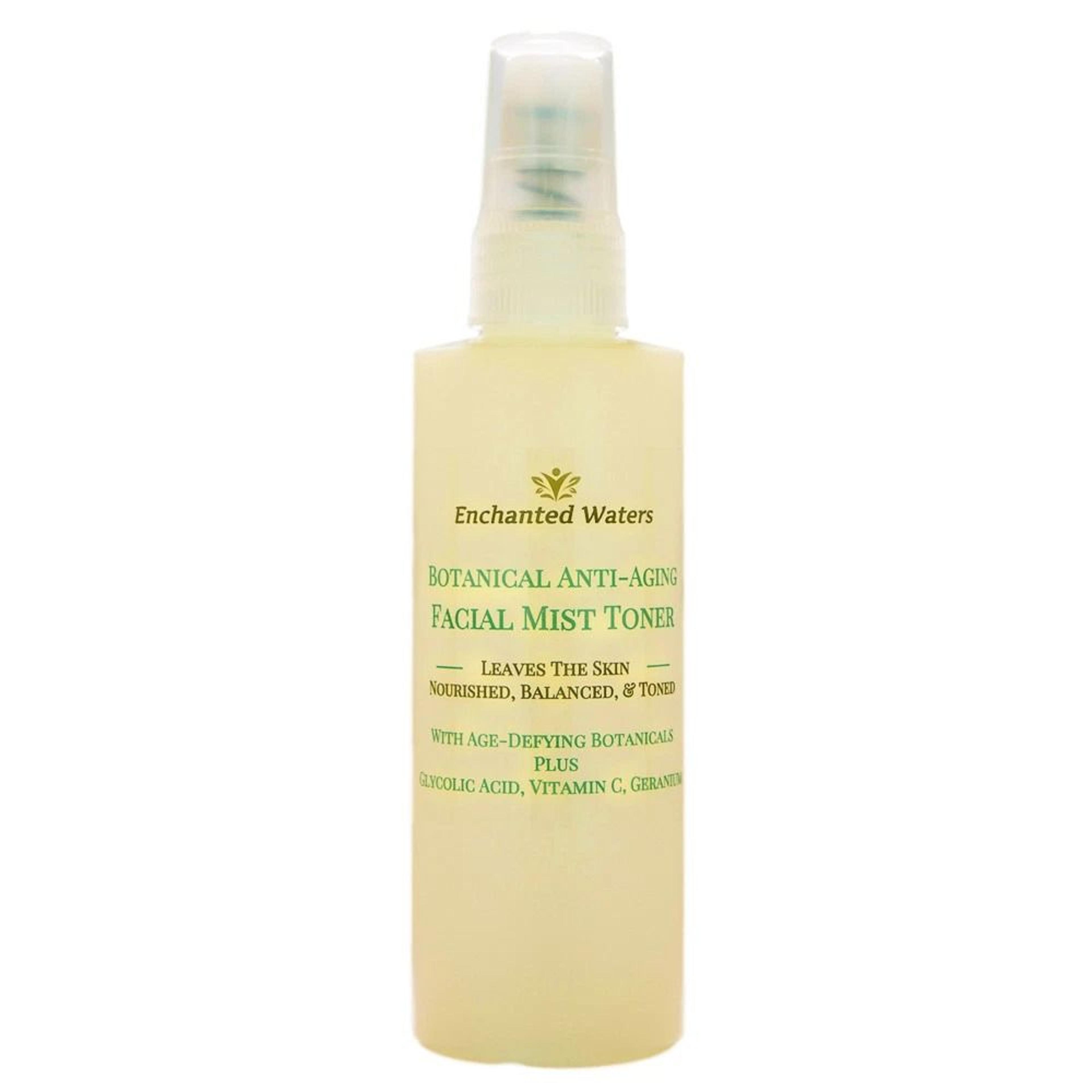 botanical anti aging face toner with glycolic acid, vitamin c & witch hazel